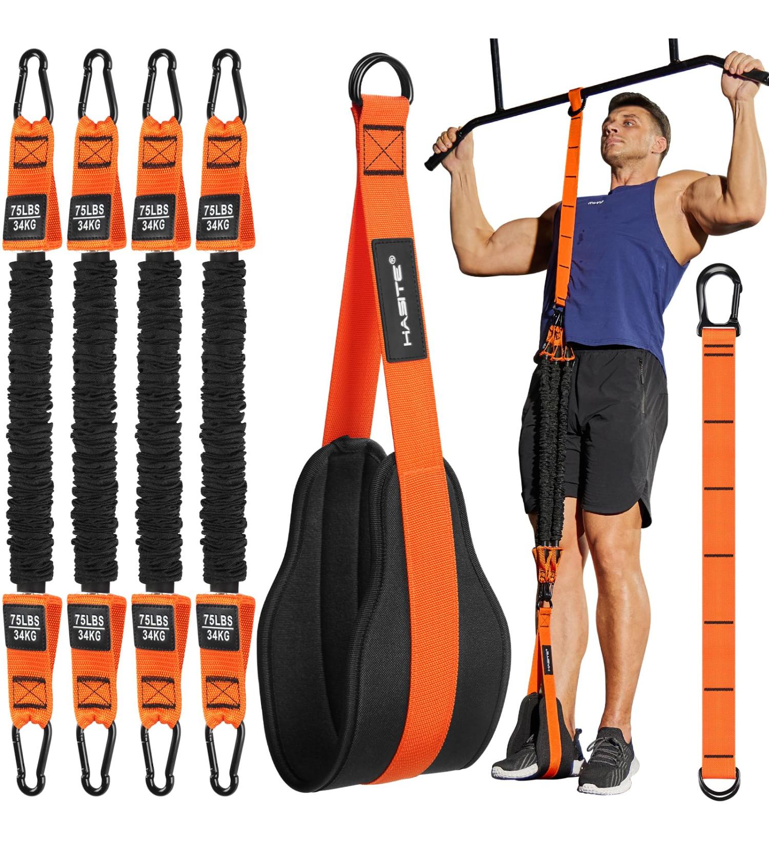 Pull Up Assistance Bands Set - 4 Heavy Duty 300lbs Resistance Bands for Home Gym | Adjustable Weight & Footrest for Enhanced Strength Training - Buy Online on GoSupps.com