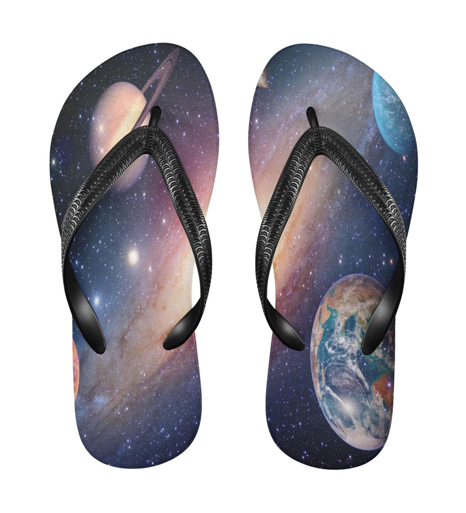Mnsruu Universum Galaxy Space Flip-Flops | Stylish Sandals for Men & Women - Perfect for Travel Hotel & Spa - Buy Online on GoSupps.com