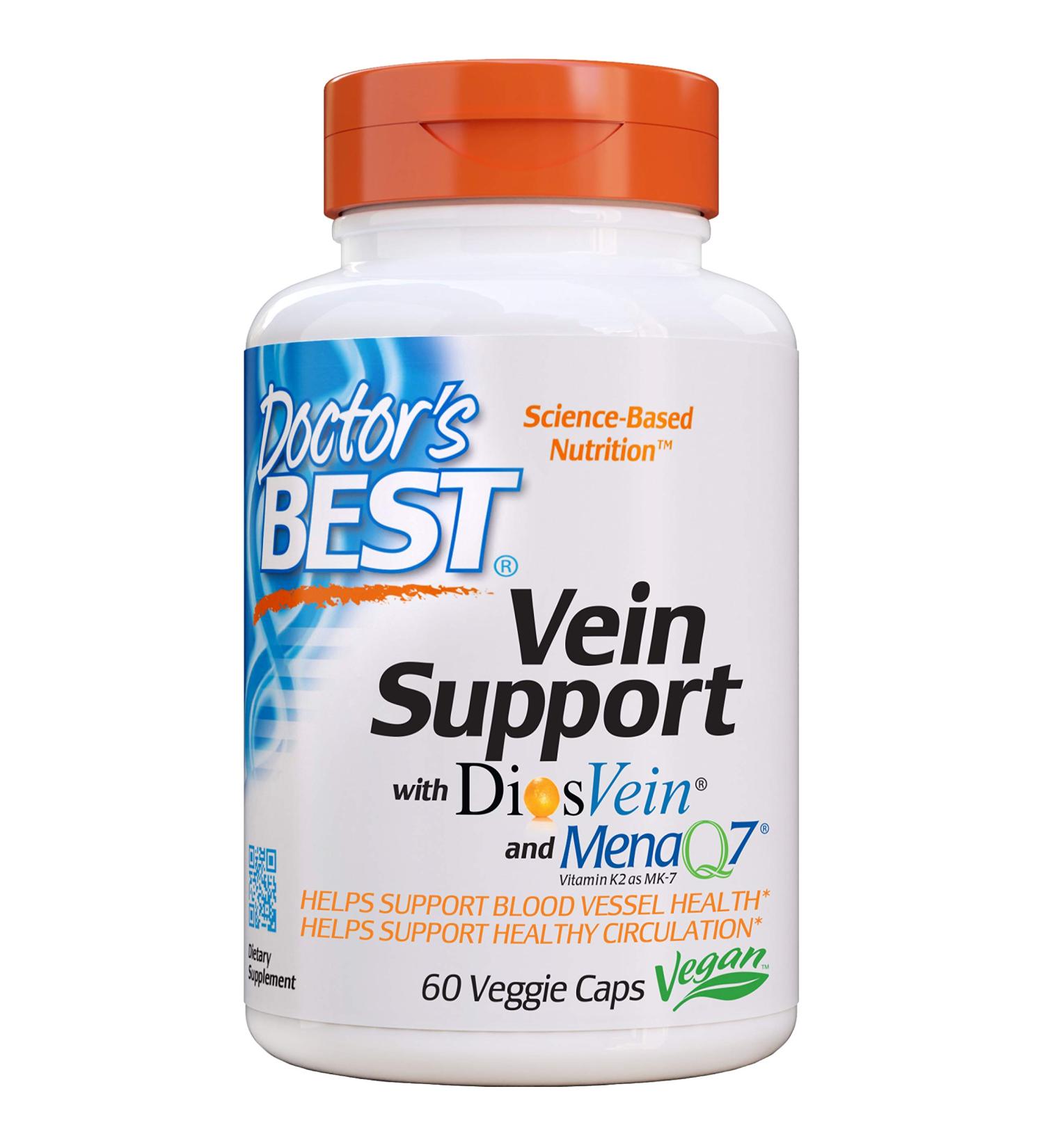 Doctor's Best Vein Support - DiosVein & MenaQ7 | 60 Veggie Capsules - Buy Online on GoSupps.com