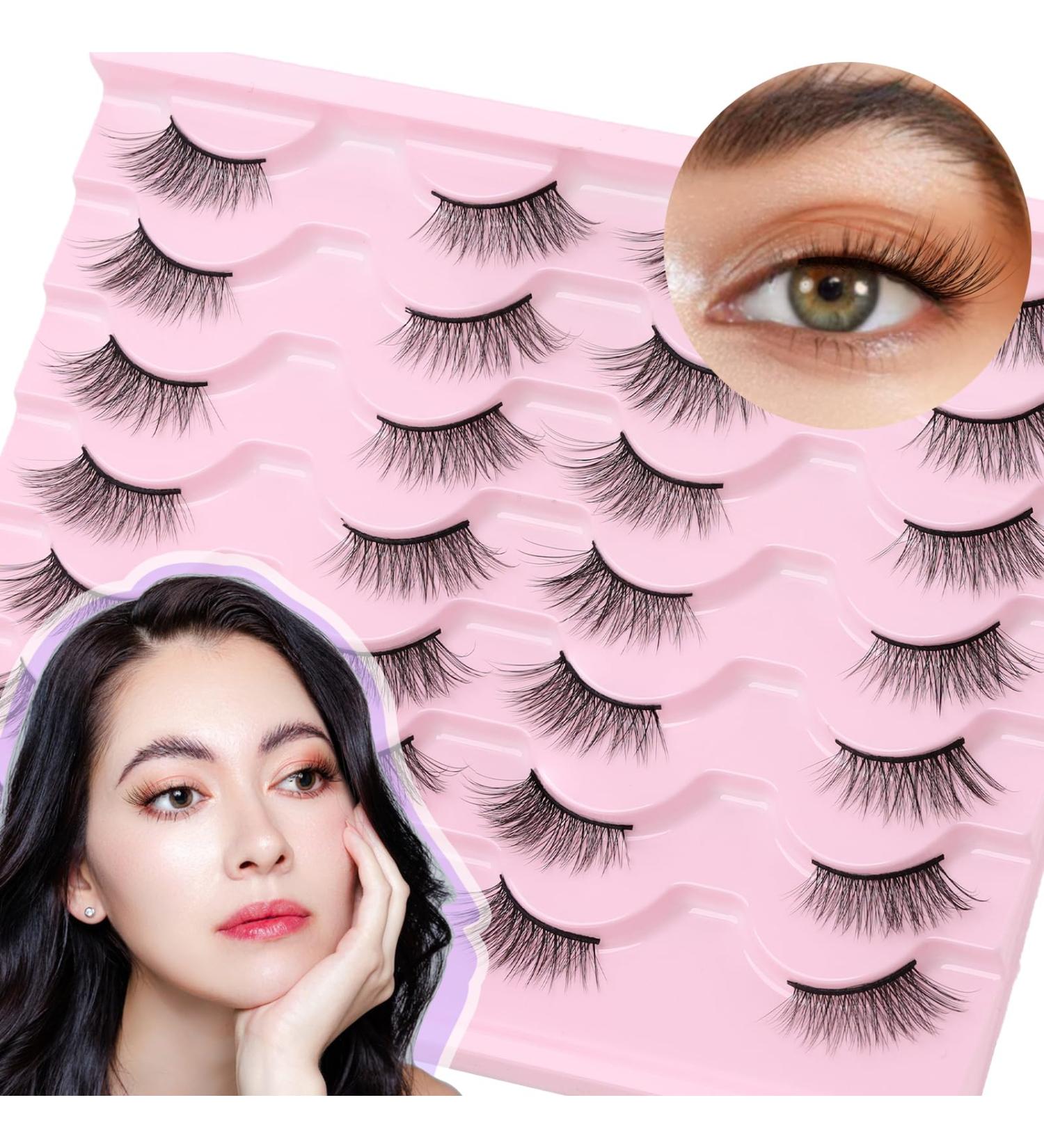14 Pairs 3D Natural Looking Half Eyelashes - Wispy Corner False Lashes for Cat Eye Makeup | Multi-Layered Half Lashes W19 - Buy Online on GoSupps.com