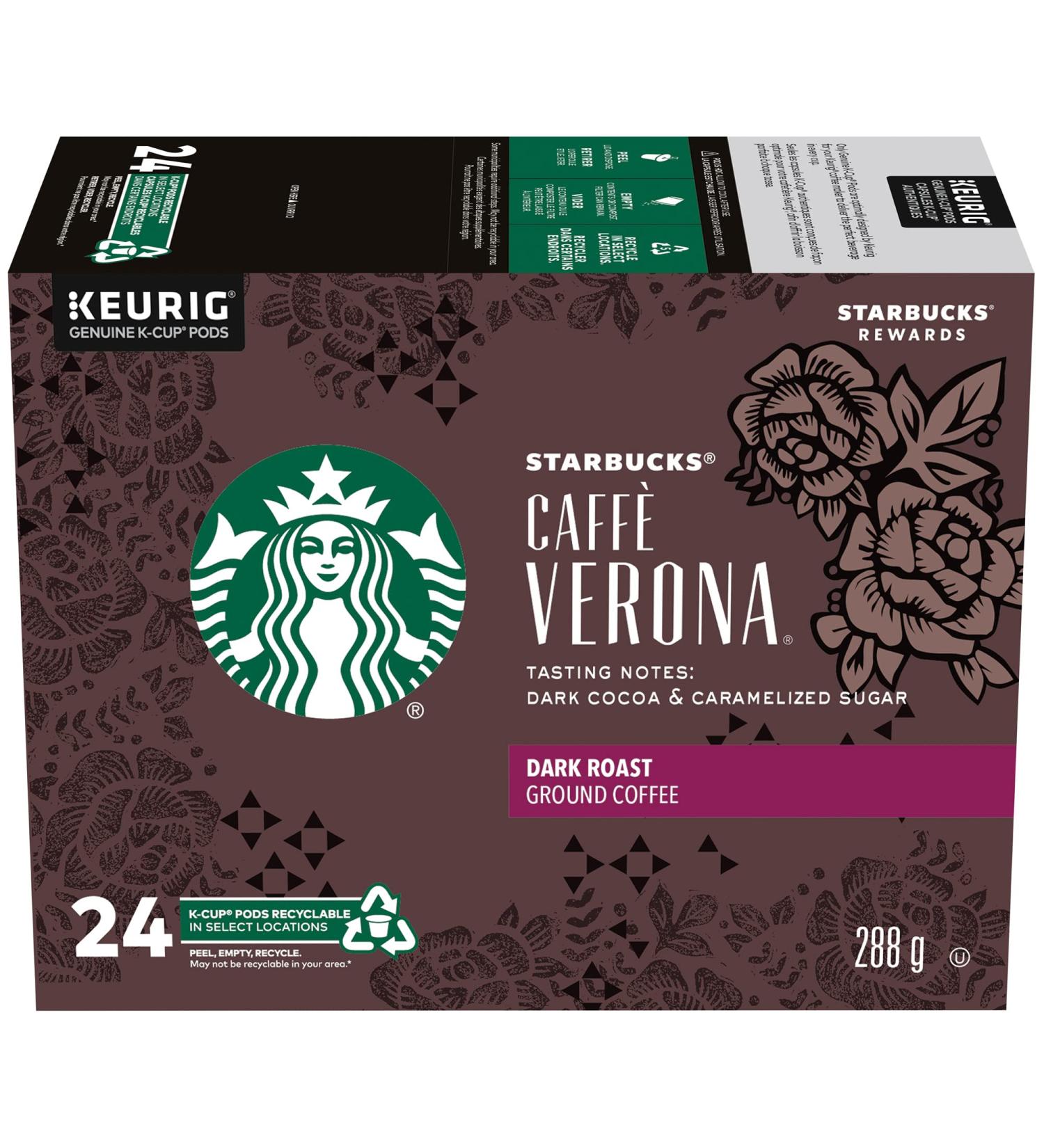 Starbucks Caf Verona K-Cup Packs Caf Verona 24 Count Verona K-Cup Packs Caf Verona 24 count (Pack of 1) - Buy Online on GoSupps.com