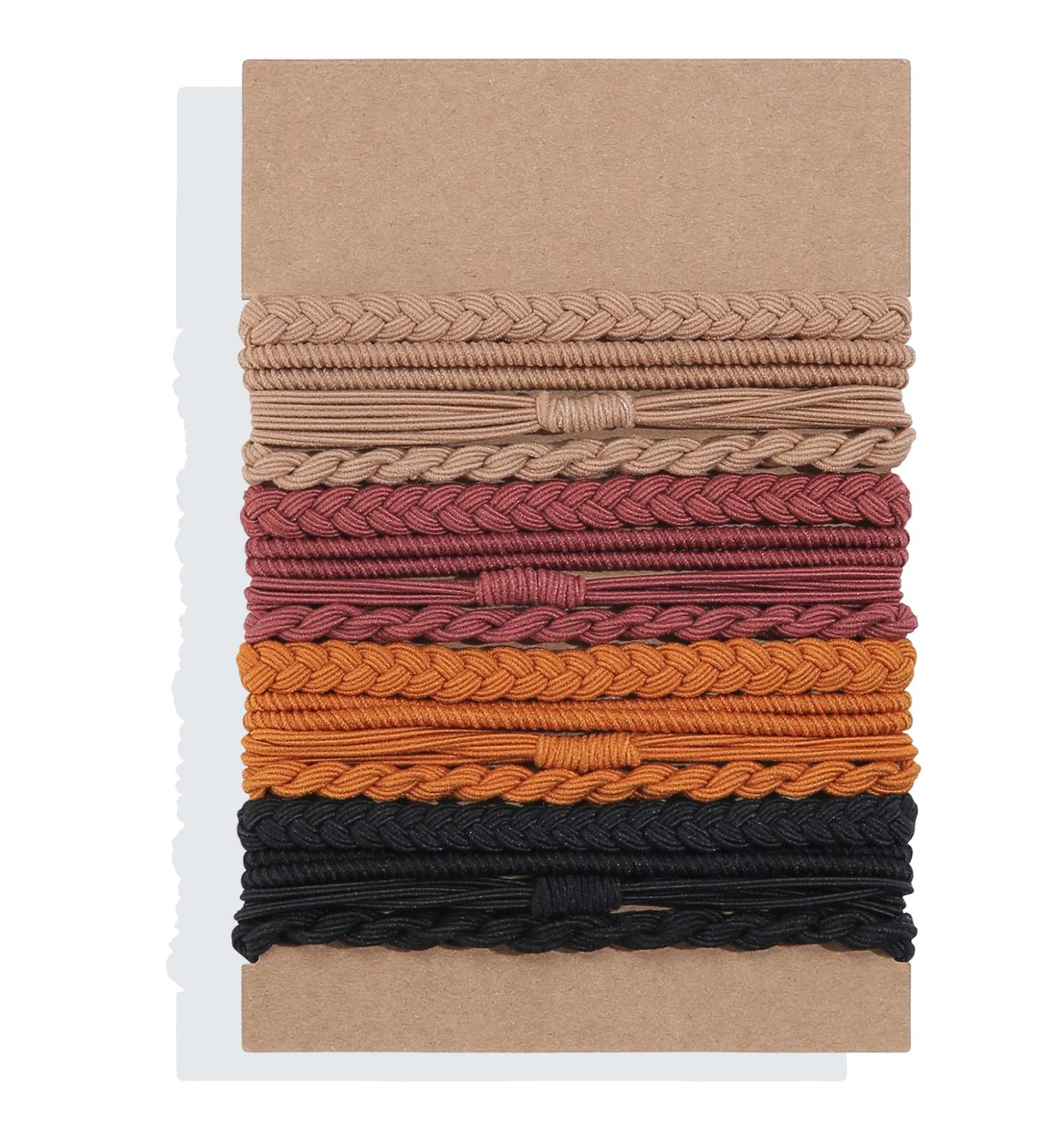 Lolalet Boho Hair Ties Bracelet for Women - 16 Pcs Soft Braided Elastics Bands for Thick & Thin Hair - No Pull Ponytail Holder - Style A - Buy Online on GoSupps.com