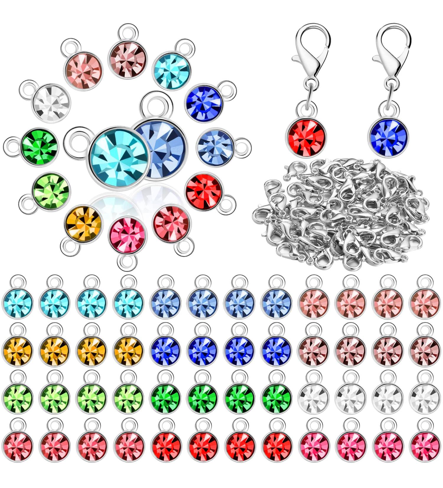 120-Piece Birthstone, Flower, and Bling Charms Set for Jewelry Making - 12 Colors - Buy Online on GoSupps.com