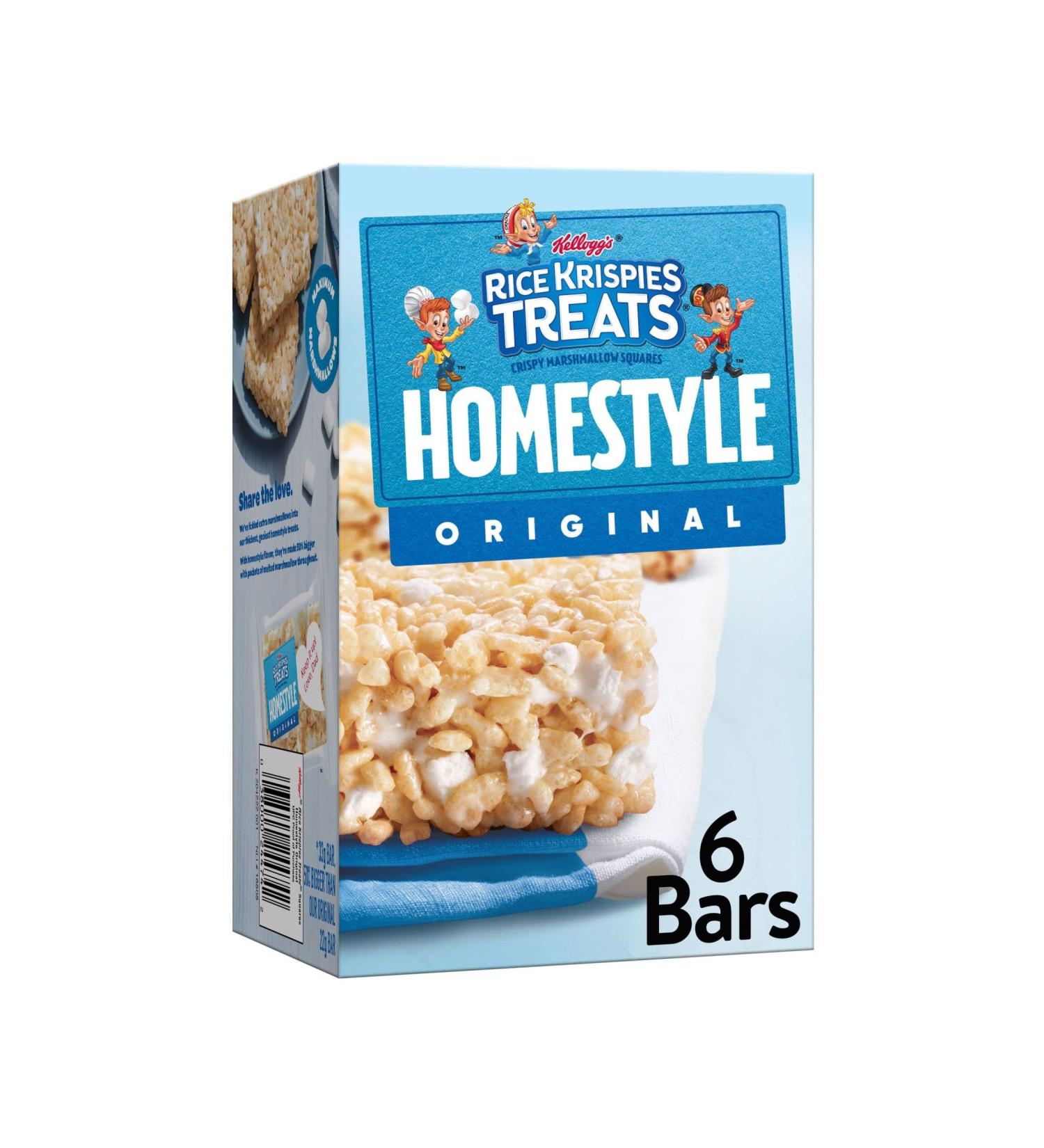 Rice Krispies Treats Homestyle Marshmallow Snack Bars - Kids Snacks for School Lunch - Original Flavor - 6.98oz Box (6 Bars) - Buy Online on GoSupps.com