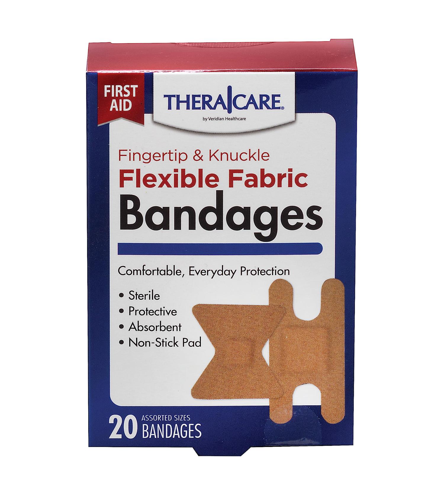 Thera|Care Flexible Fabric Fingertip & Knuckle Bandages - 20 Count | Premium Pain Relief & Protection for Cuts & Scrapes - Buy Online on GoSupps.com