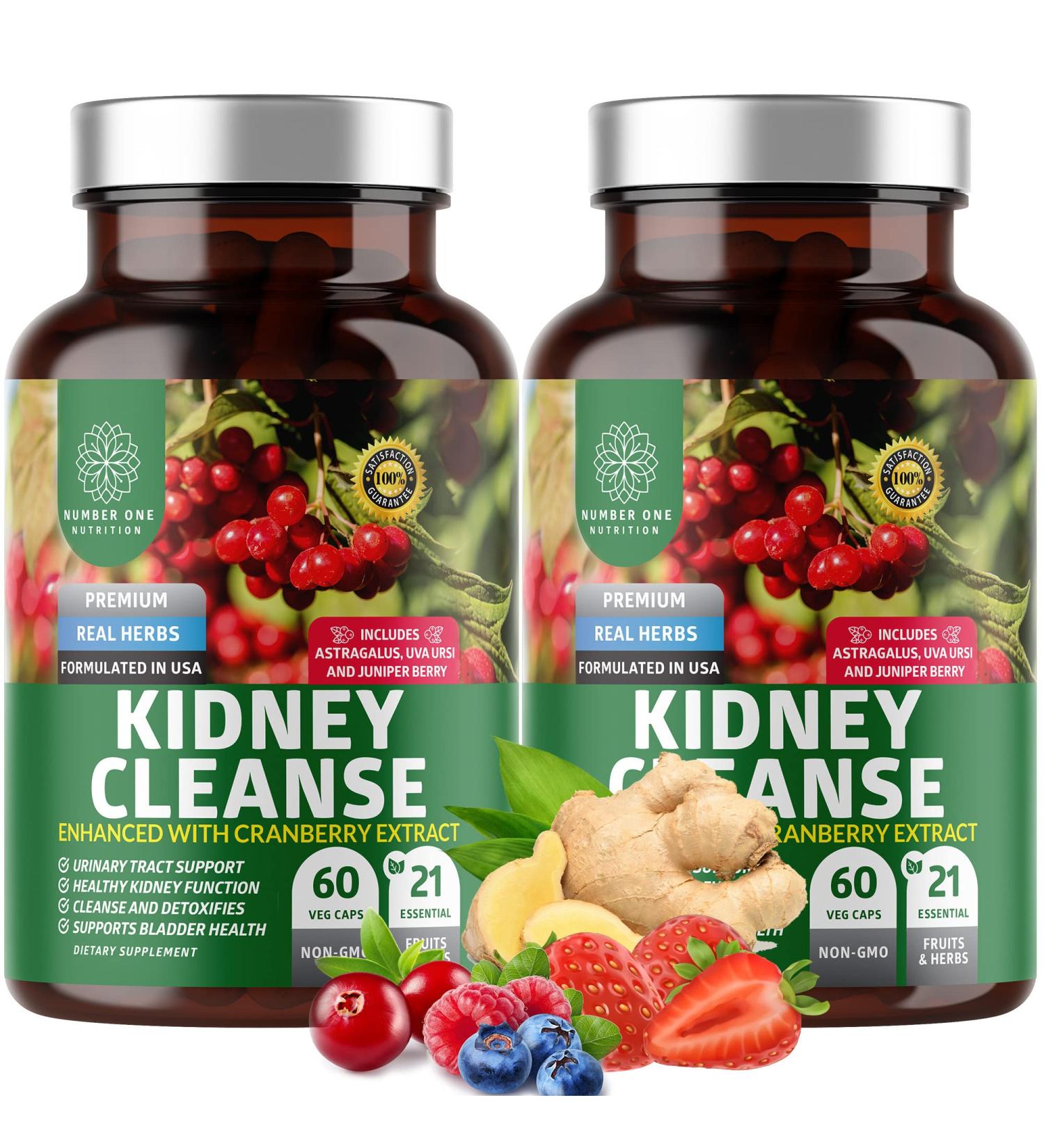 Premium Kidney Cleanse - Natural Support for Urinary Tract & Bladder Control with 21 Herbs including Cranberry Extract - 120 Veg Caps - Buy Online on GoSupps.com