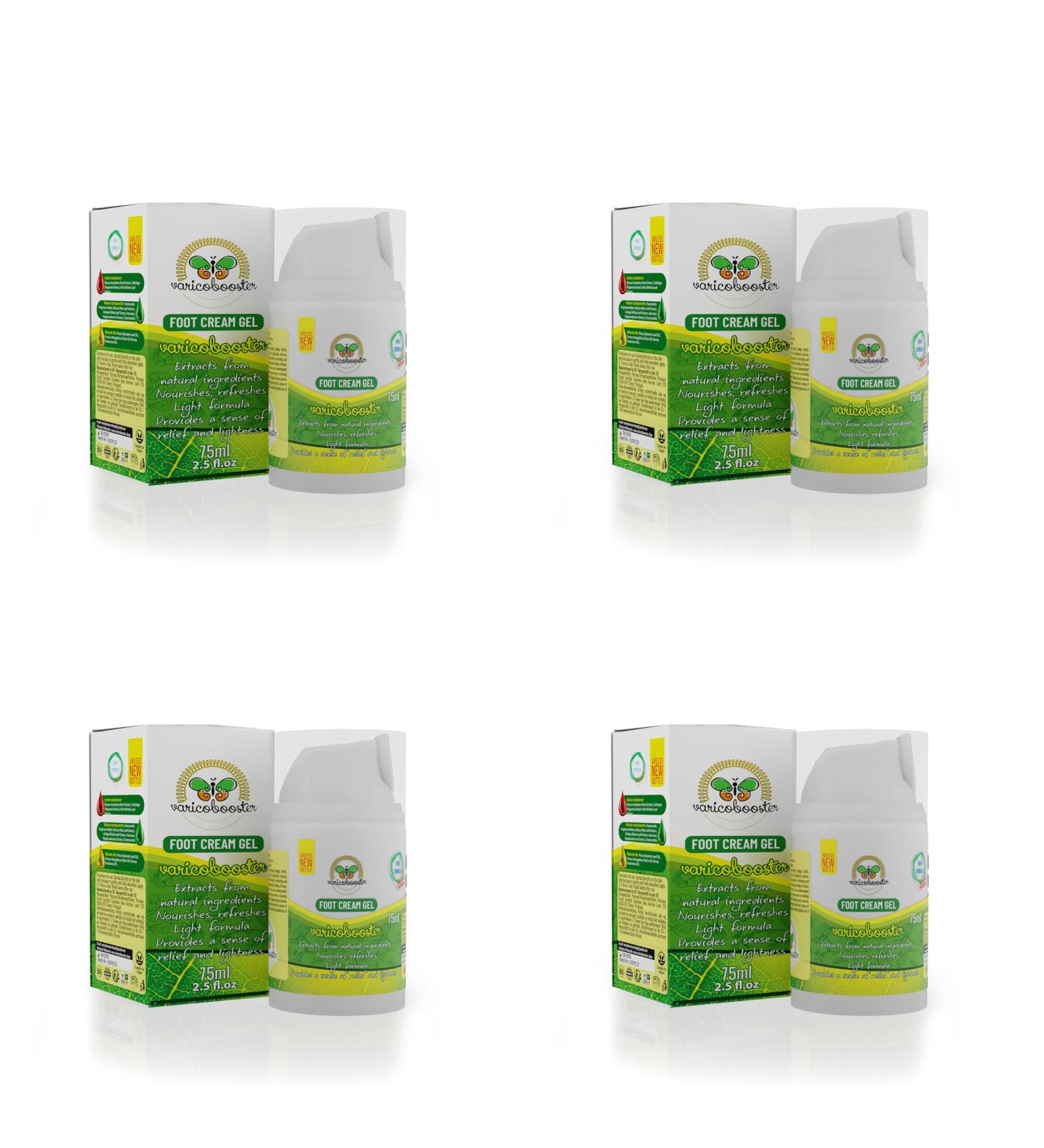 Varicobooster Gel leg cream 4 x 75 ml Premium 25 natural ingredients new improved formula professional quality with contactless pump Varico Booster - Buy Online on GoSupps.com