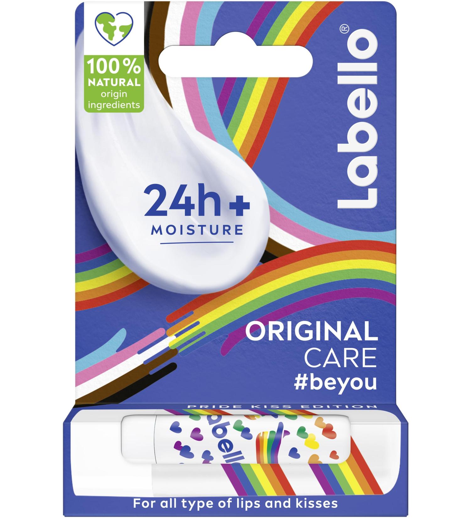 Labello Labello Original Care #beyou Pride Kiss Edition Lip Balm for 24 Hours - Shea Butter Lip Care for All Lips and Kisses (4.8g)