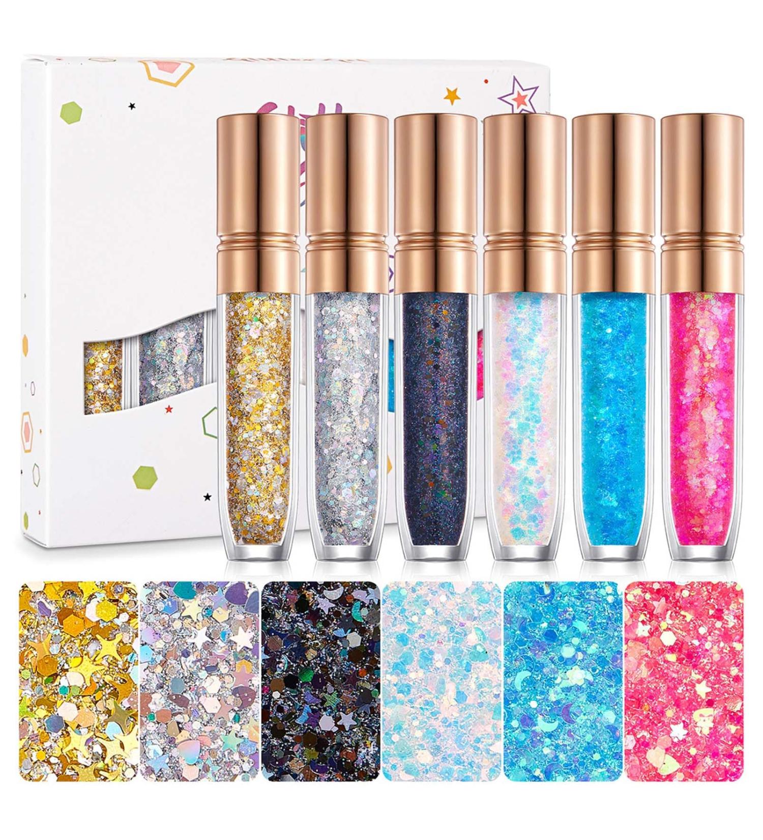  EONFAVE Glitter body gel 6 colors colorful glitter body glitter glitter liquid gel for Christmas festivals masquerades glitter for body hair eyes  - Buy Online on GoSupps.com