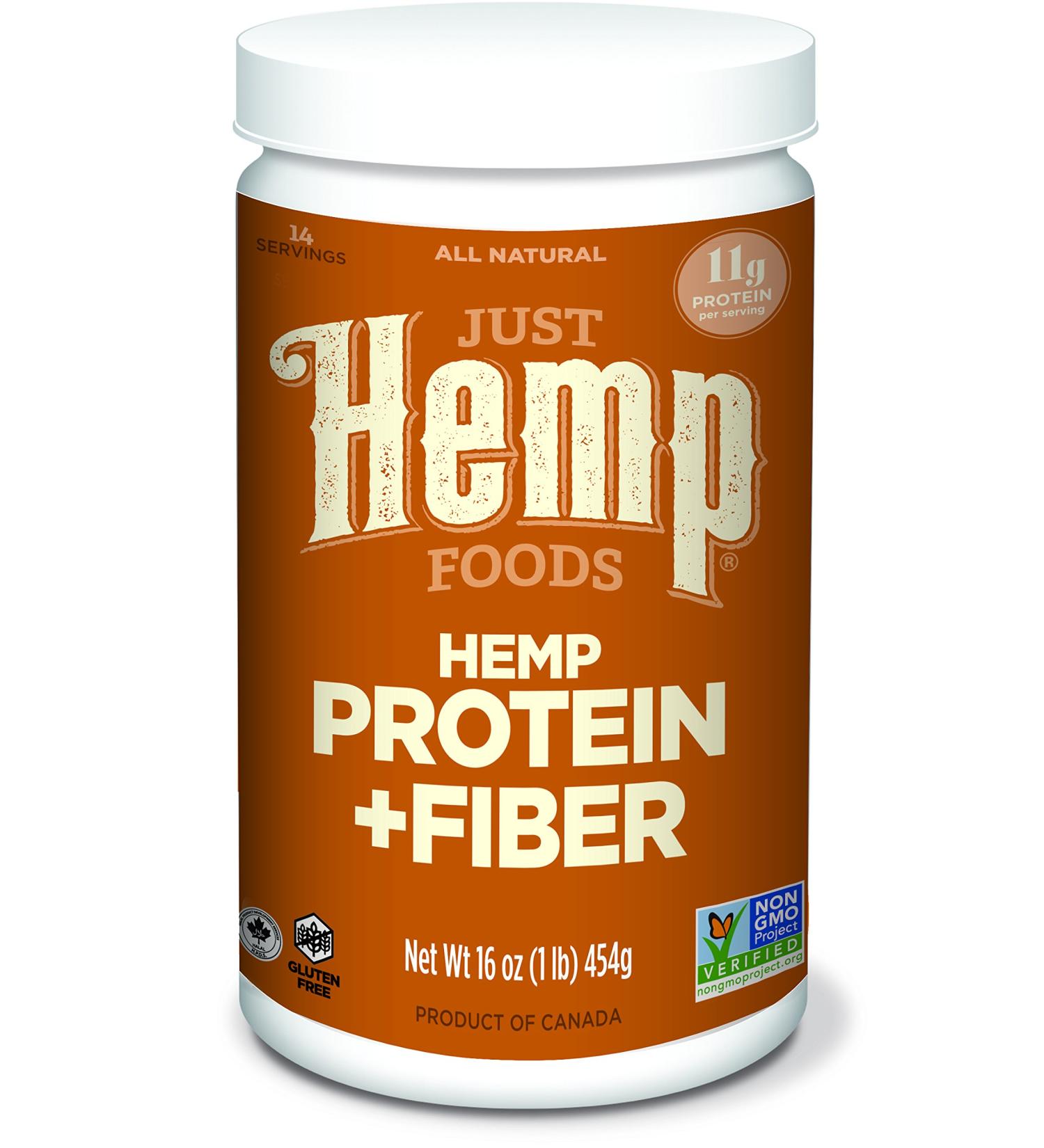 Hemp Protein Powder Plus Fiber 16 oz - Non-GMO Verified, 11g Protein & 11g Fiber per Serving - Buy Online on GoSupps.com