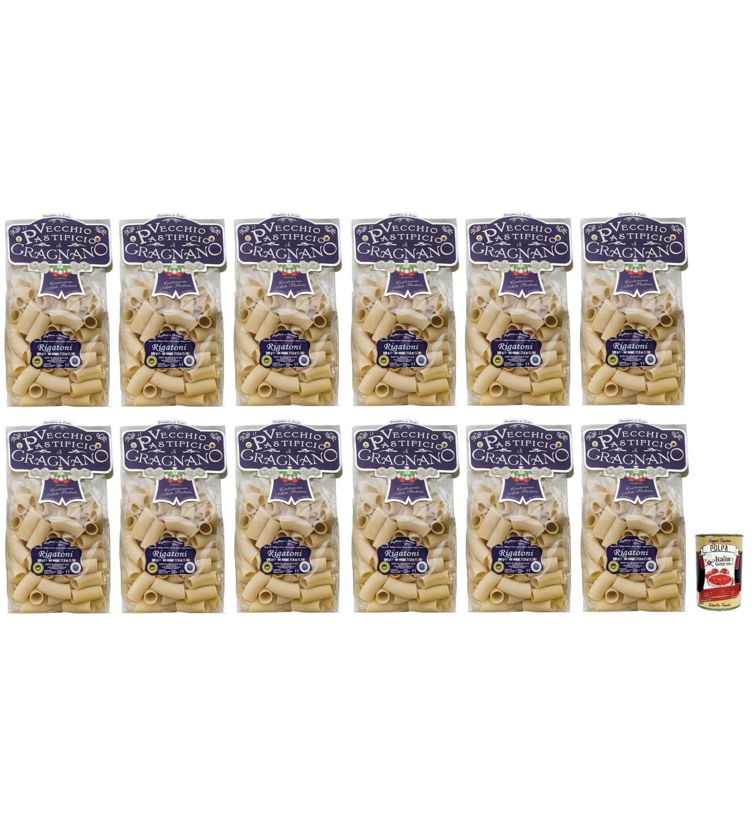  Italian Gourmet E.R. Il Vecchio Pastificio di Gragnano Pasta Rigatoni Gragnano Durum Wheat Semolina Pasta 500g + 400g Box of 12 - Buy Online on GoSupps.com