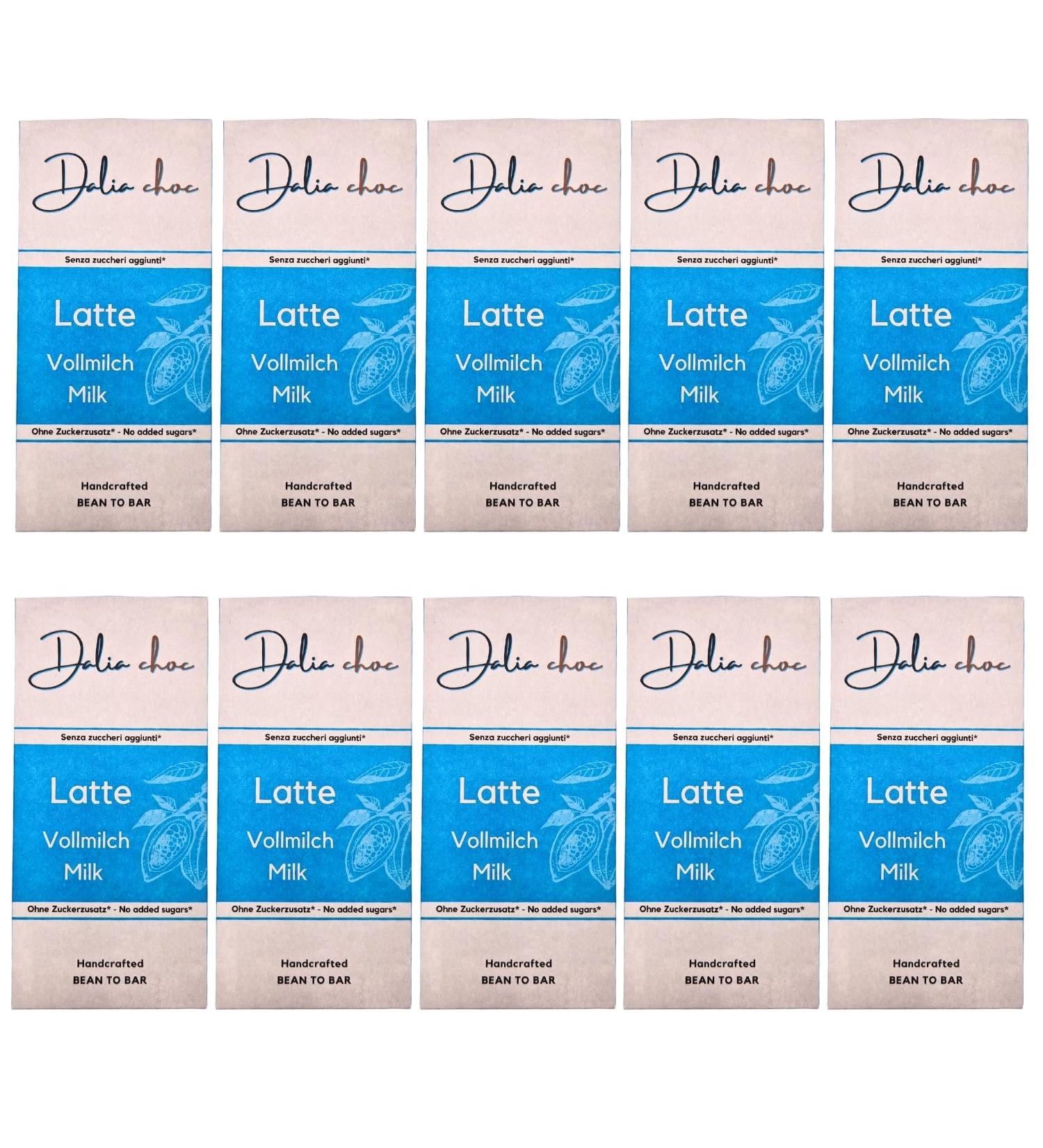 Dalia Choc - PREMIUM Chocolate Bars - 10 pieces | No added sugar | Made in Italy | BEAN TO BAR - MILK - Buy Online on GoSupps.com