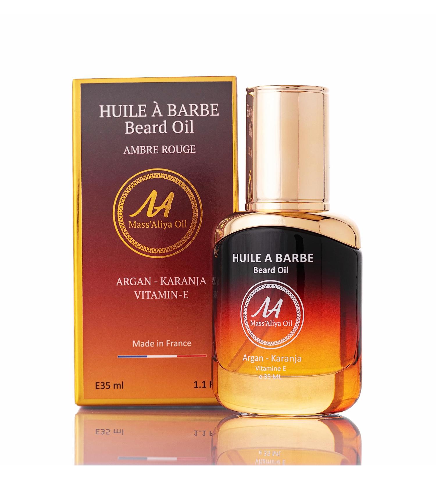 MASSALIYA Beard Oil - Premium French Argan & Jojoba Oil for Hair & Skin Care | Alcohol-Free Moisturizer & Protector - Unique AMBRE ROUGE Scent - Buy Online on GoSupps.com