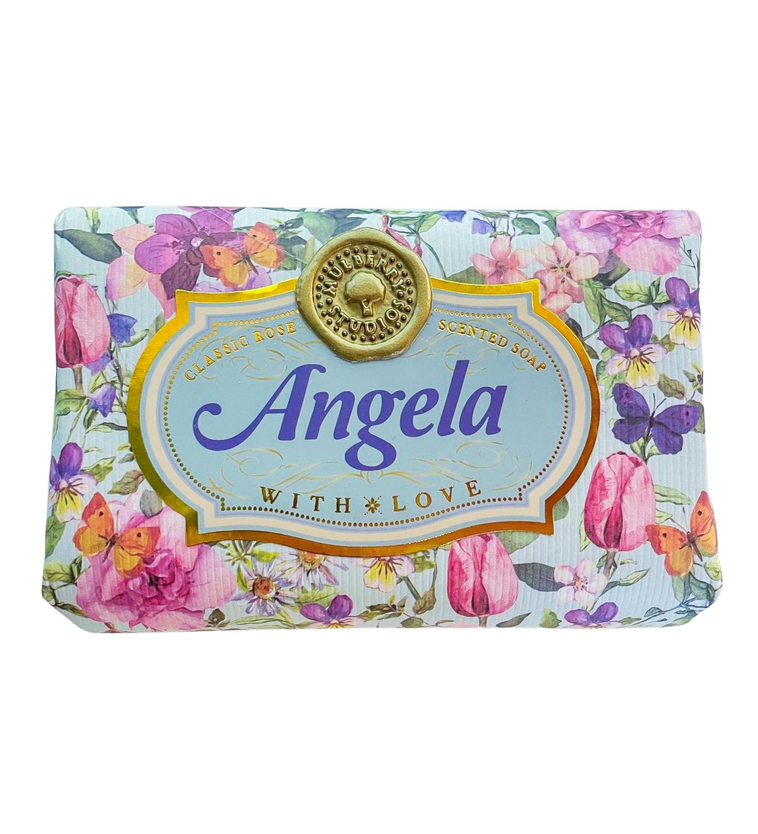 Angela - Gift Soap Bar For Her Birthday Rose Scent Mum Grandmother Cleanser Lather Present Girl