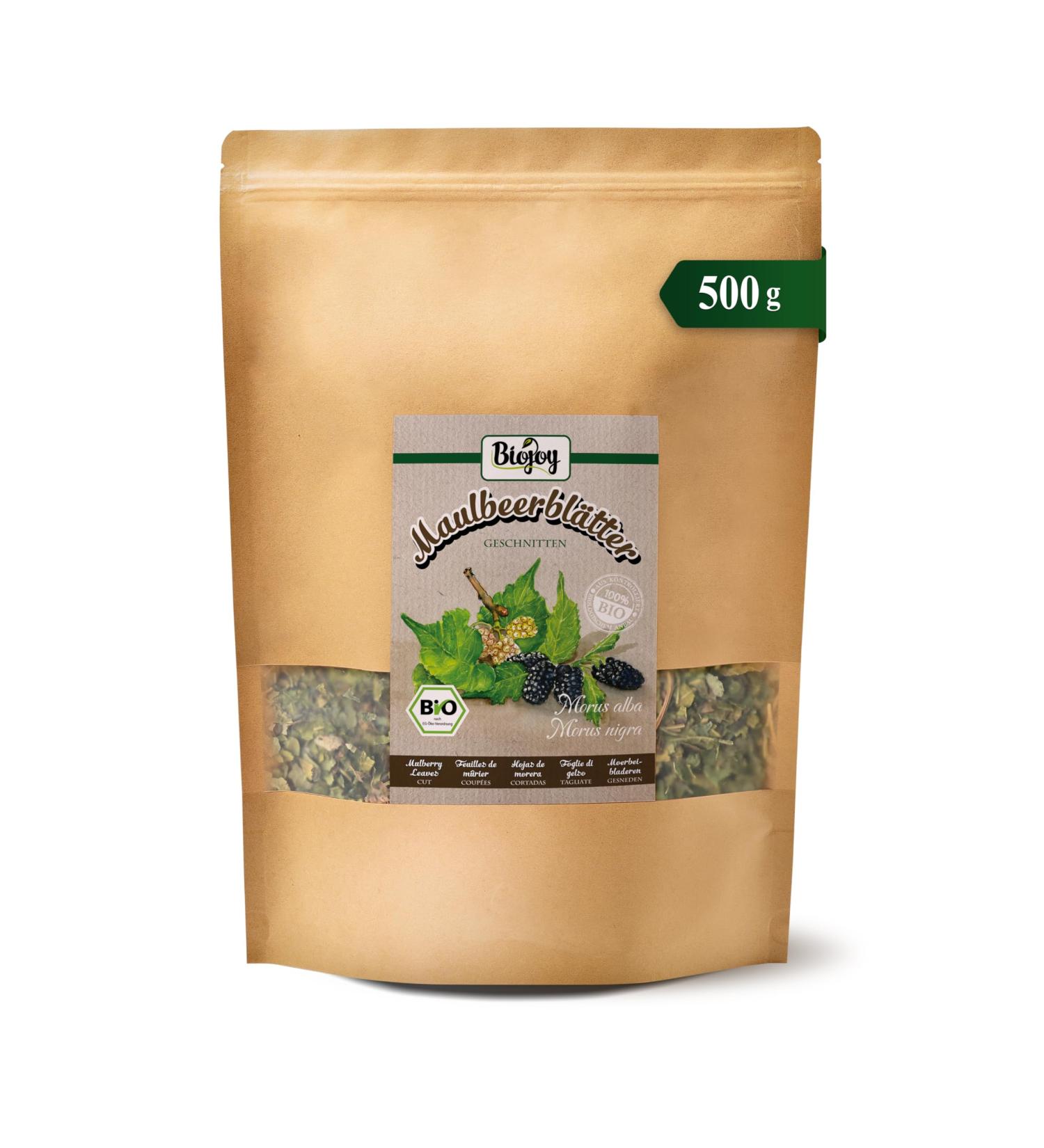  Biojoy Biojoy Organic Mulberry Leaf Tea (500g) dried and cut (Morus alba Morus nigra) - Buy Online on GoSupps.com
