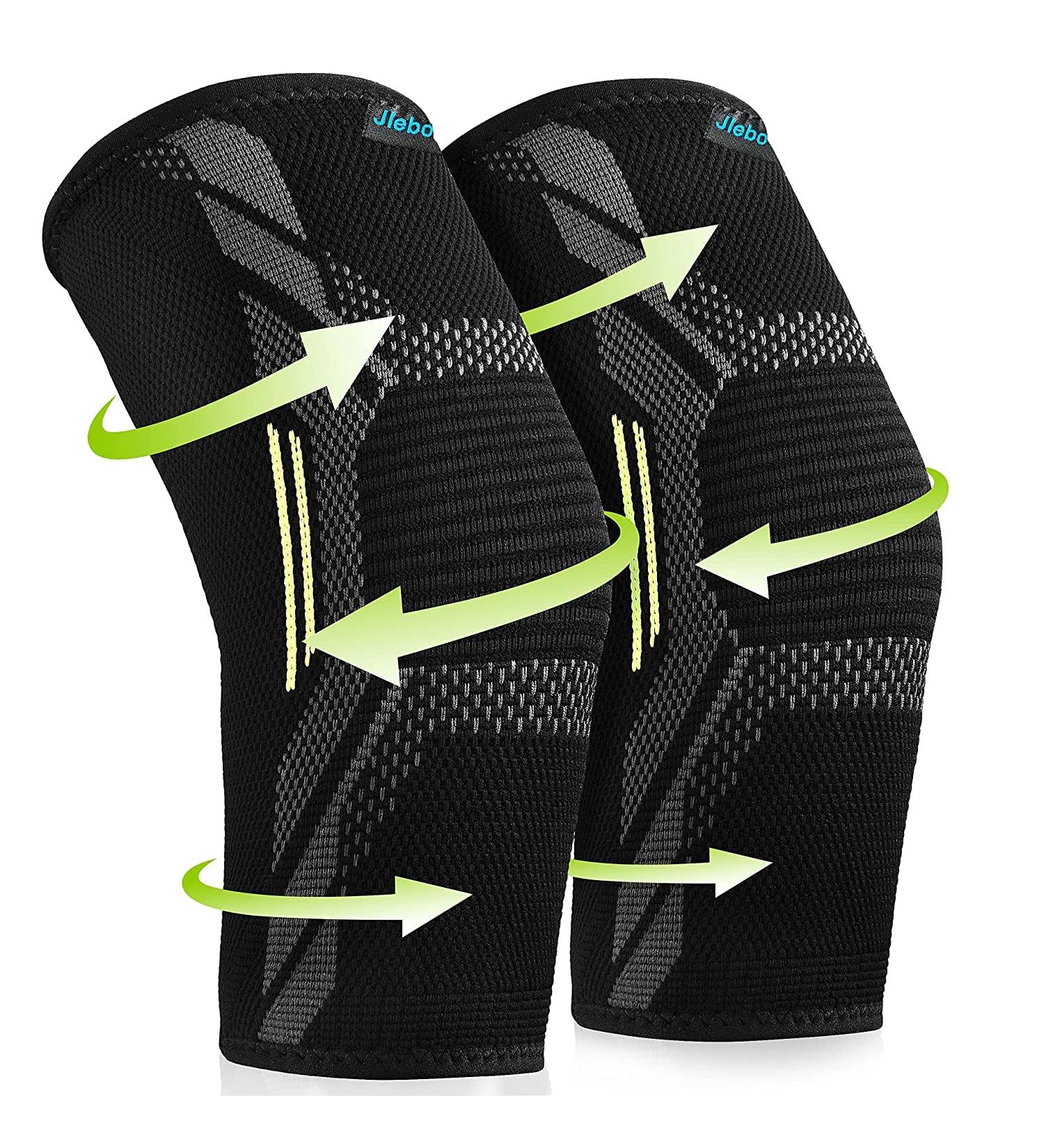 2 Pack Knee Braces Sleeves for Knee Pain Relief - JLebow Compression Knee Brace for Men and Women - Ideal for Running, Weightlifting, and Arthritis Support - Buy Online on GoSupps.com