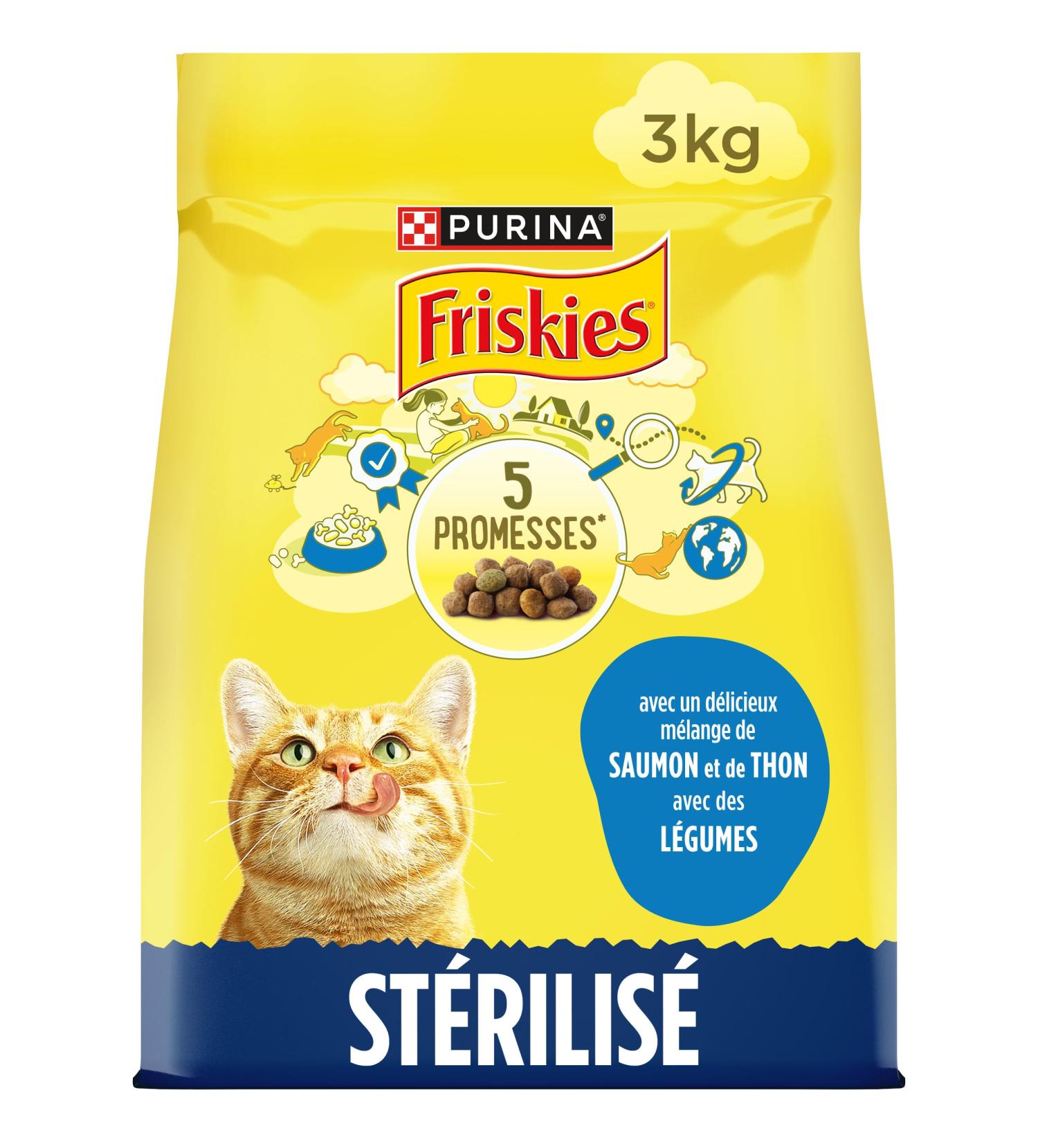 FRISKIES Sterilized Cats with Salmon and Vegetables - 3 KG - Croquettes for Adult Cats - Buy Online on GoSupps.com