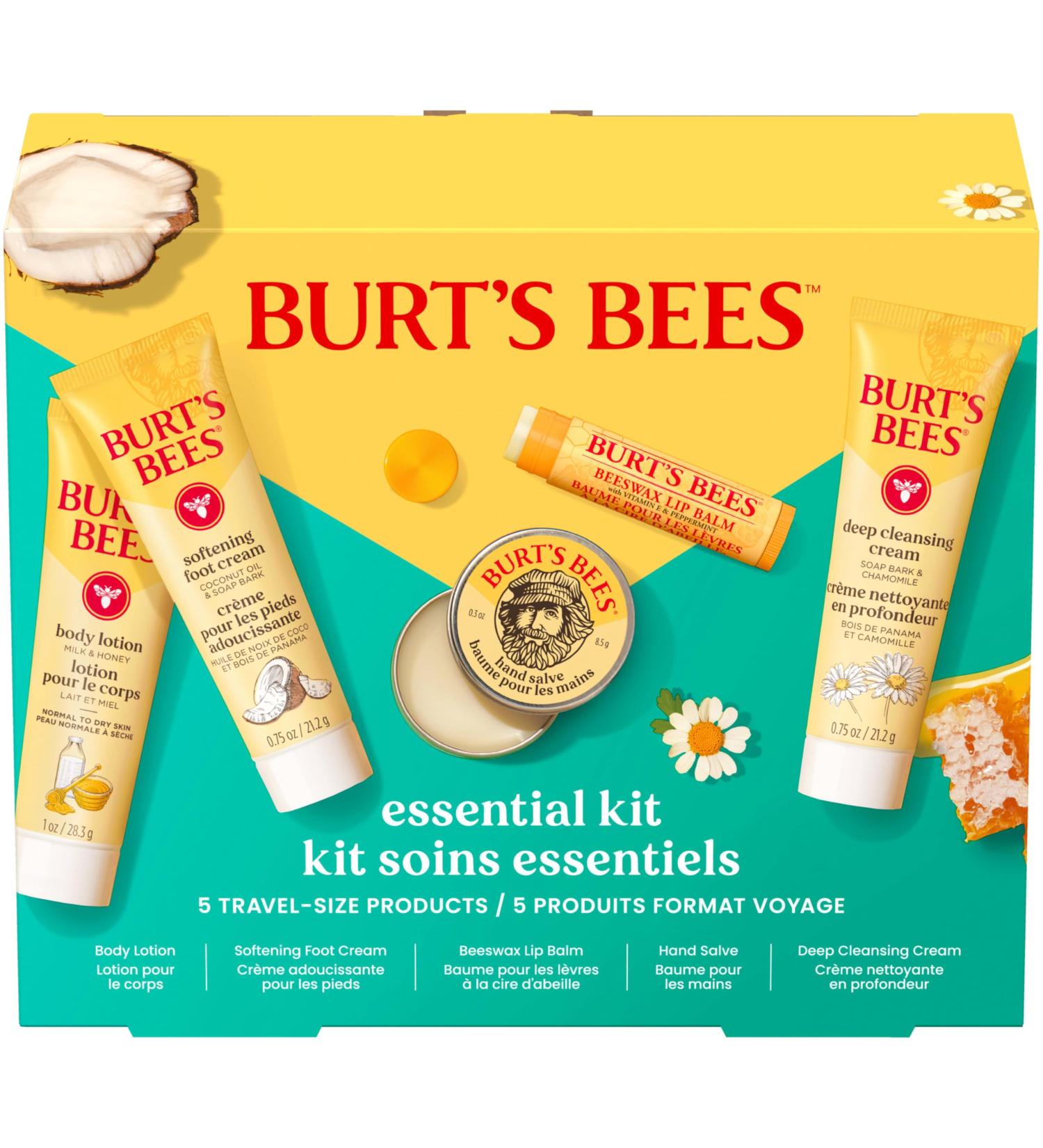 Burt's Bees Valentine's Day Gift Ideas - Essentials Everyday Set 5 Travel Size Products - Deep Cleansing Cream Hand Salve Body Lotion Foot Cream and Original Lip Balm Everyday Essentials Set- New - Buy Online on GoSupps.com