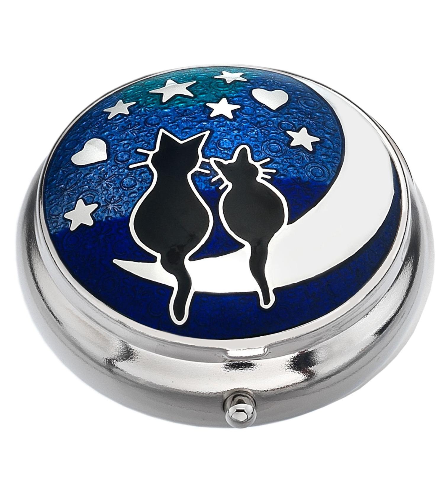 Buy Cats on Moon Design Pill Box - Stylish & Functional Dispenser for Easy Medication Management - Buy Online on GoSupps.com