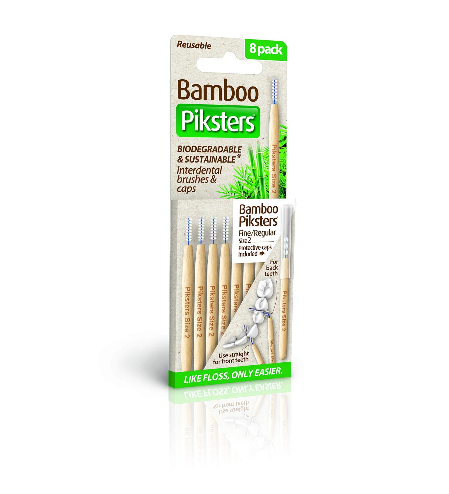 Bamboo Piksters Interdental Brushes | Sizes 00-6 | 8 Pack - Size 2 (White) - Buy Online on GoSupps.com