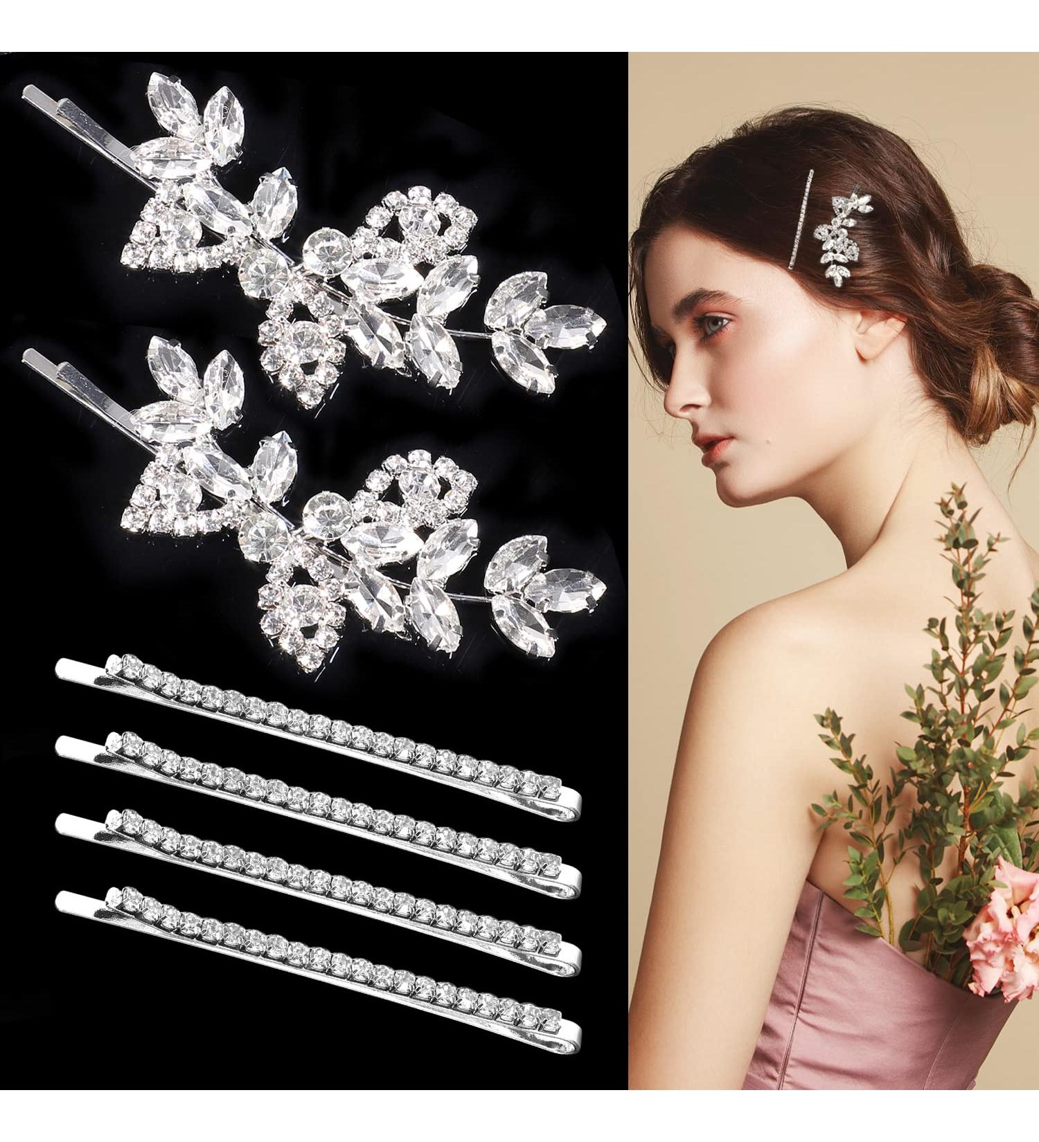 6 Pieces Rhinestone Wedding Hair Clips Bridal Crystal Pins - Mother's Day Gift - Buy Online on GoSupps.com