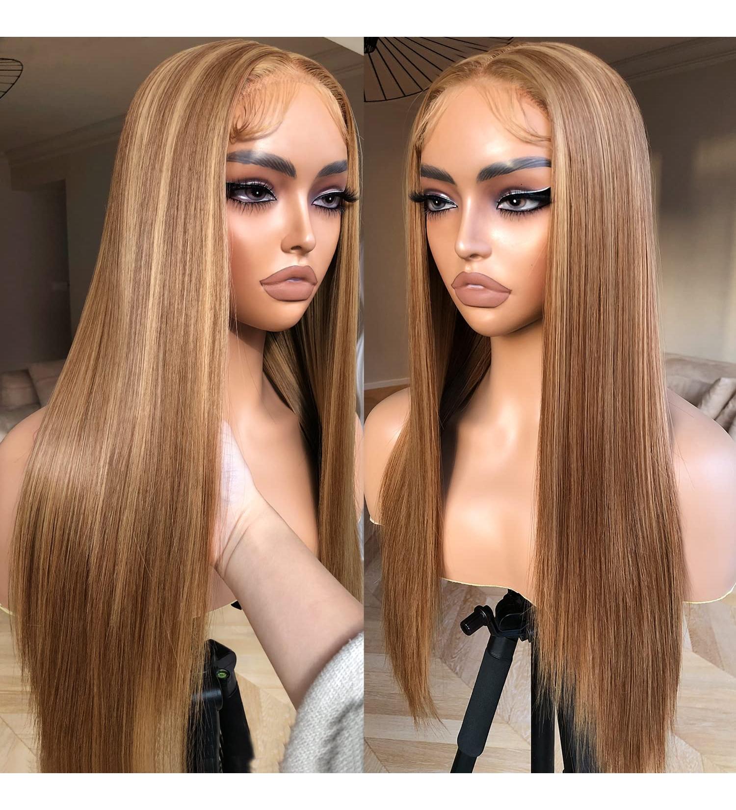 Bomb Honey Blonde Lace Front Wig | Pre Plucked HD 13X5X1 Highlight Lace | SunKissed Ombre 4/27 Straight Wig - 26 - Buy Online on GoSupps.com