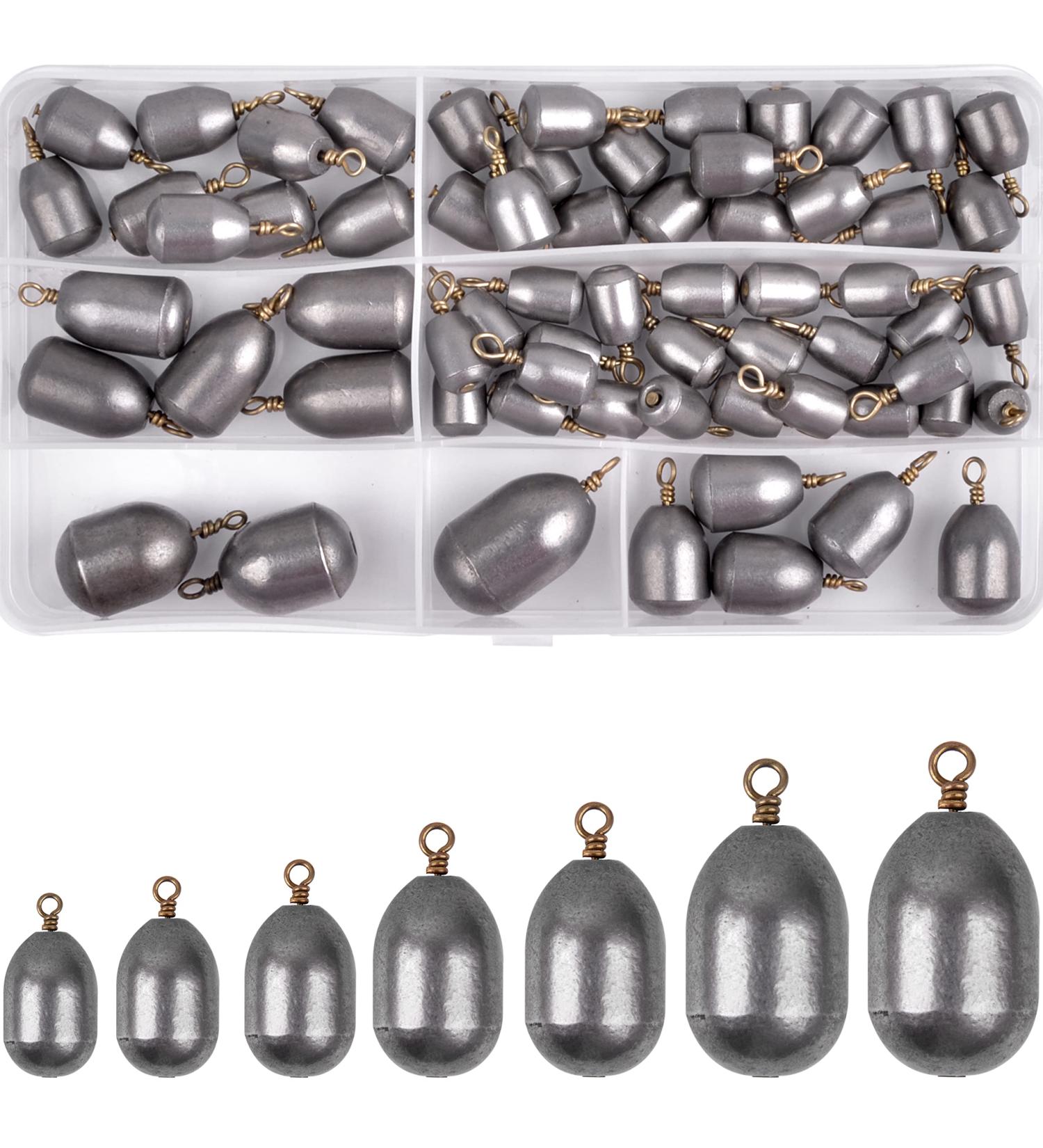 Fishing Weight Sinker Set - Bass Casting Sinker with Ring | 27/62pcs Iron Bell & Water Drop Sinkers for Saltwater & Freshwater Fishing - Buy Online on GoSupps.com