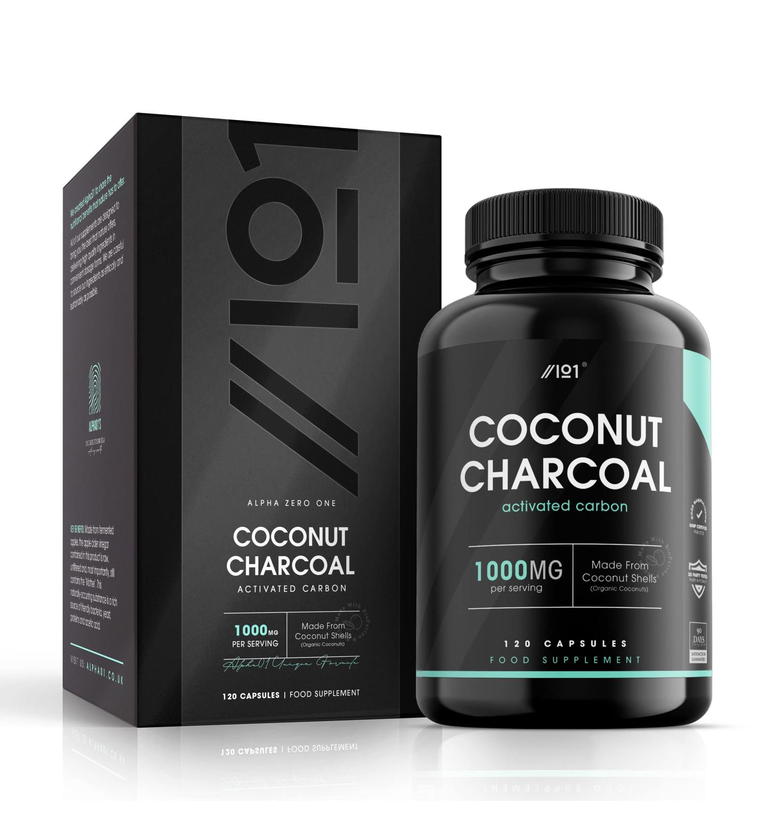 Activated Coconut Charcoal 1000mg | Made from Thai Coconut Shells | for Bloating & Gas Digestion & Flatulence Natural Relief | Vegan & Keto Friendly Supplement | 120 Capsules 1 count (Pack of 120) - Buy Online on GoSupps.com