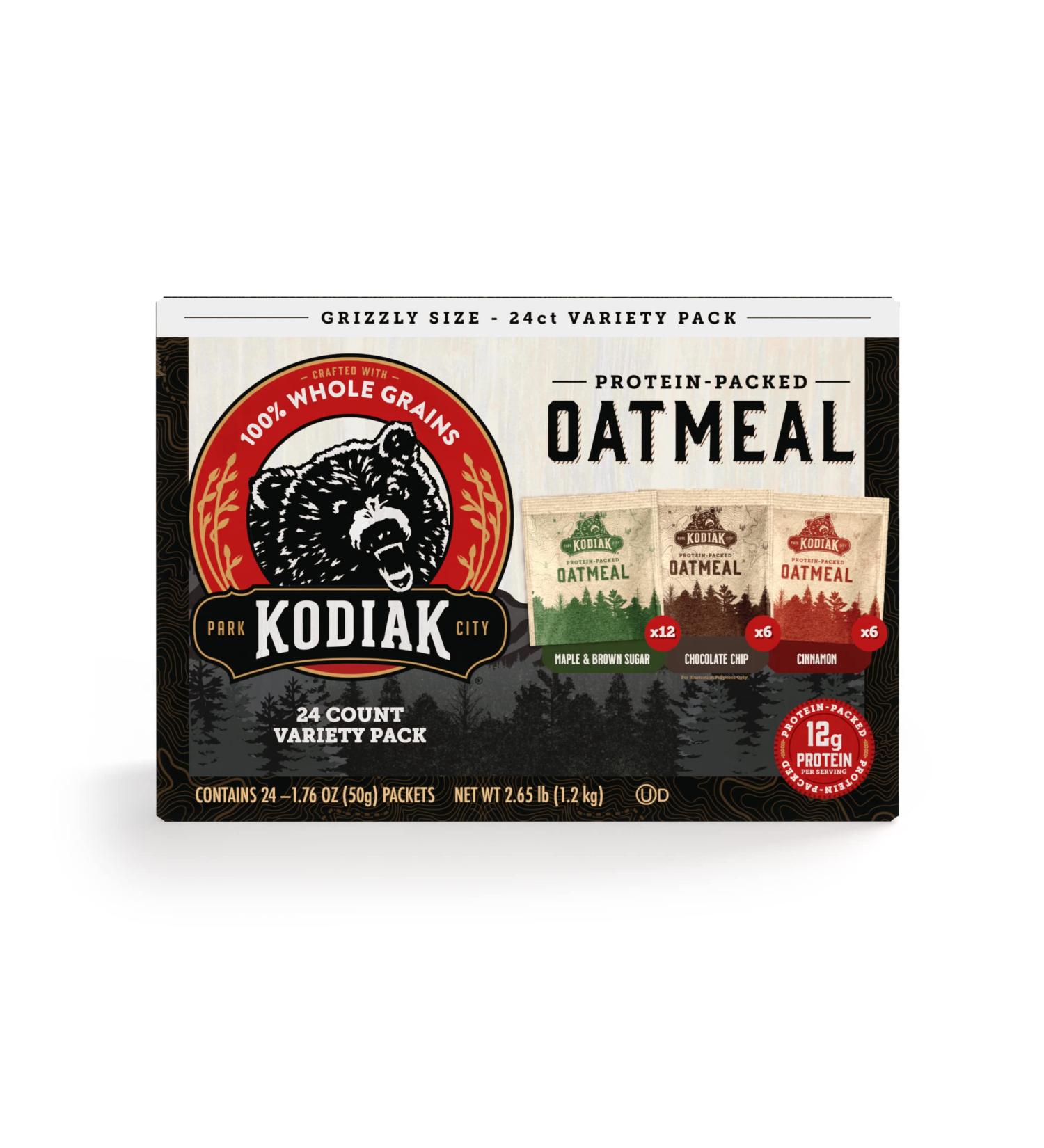Kodiak Cakes Instant Oatmeal Packets - High Protein Breakfast Food - Variety Pack (24 Packets) - Maple & Brown Sugar, Cinnamon, Chocolate Chip - 100% Whole Grains - Buy Online on GoSupps.com
