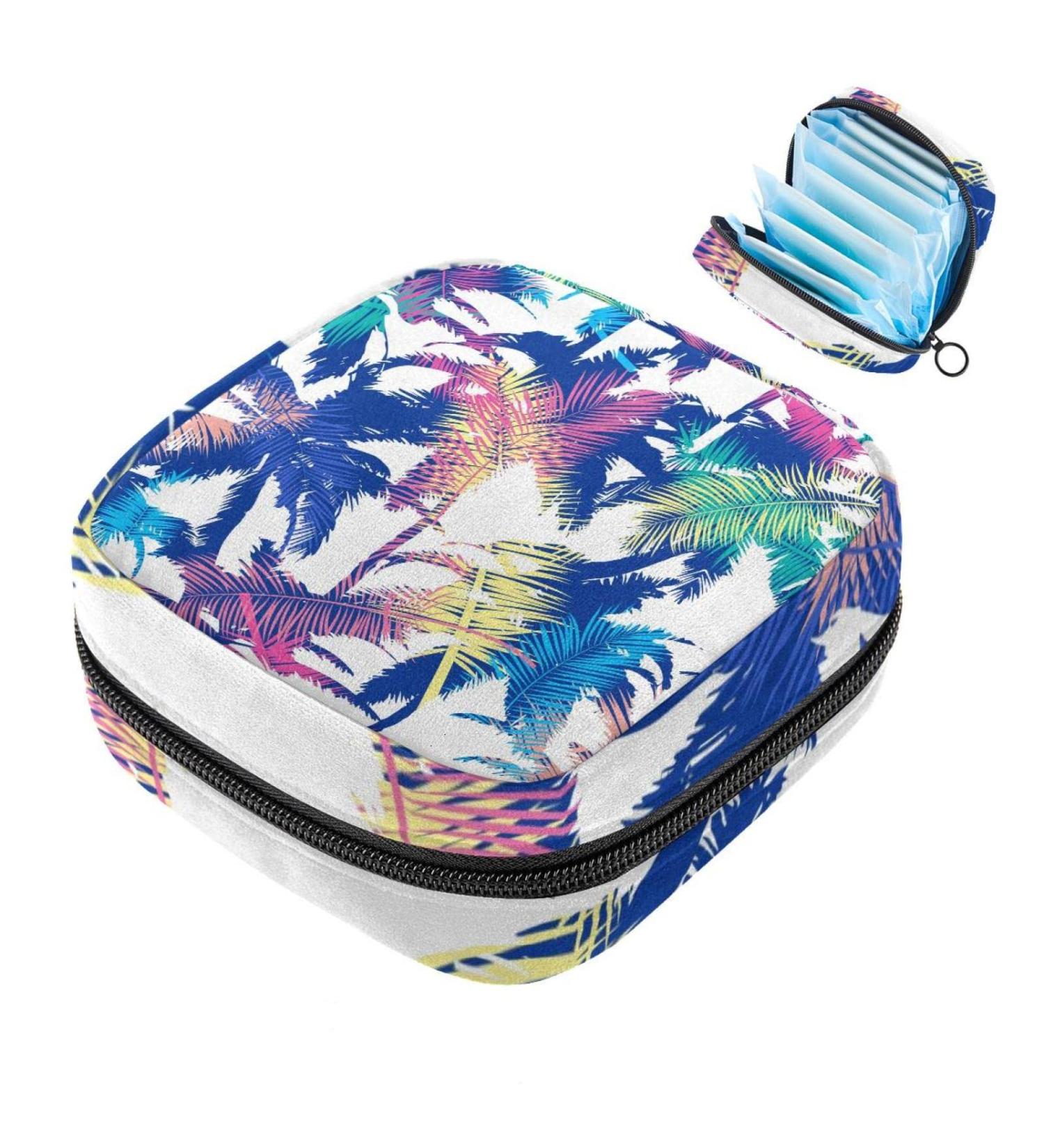 Shop Colorful Exotic Palm Portable Period Pocket Bag for Women & Teen Girls - Stylish Menstrual Cup Storage - Buy Online on GoSupps.com