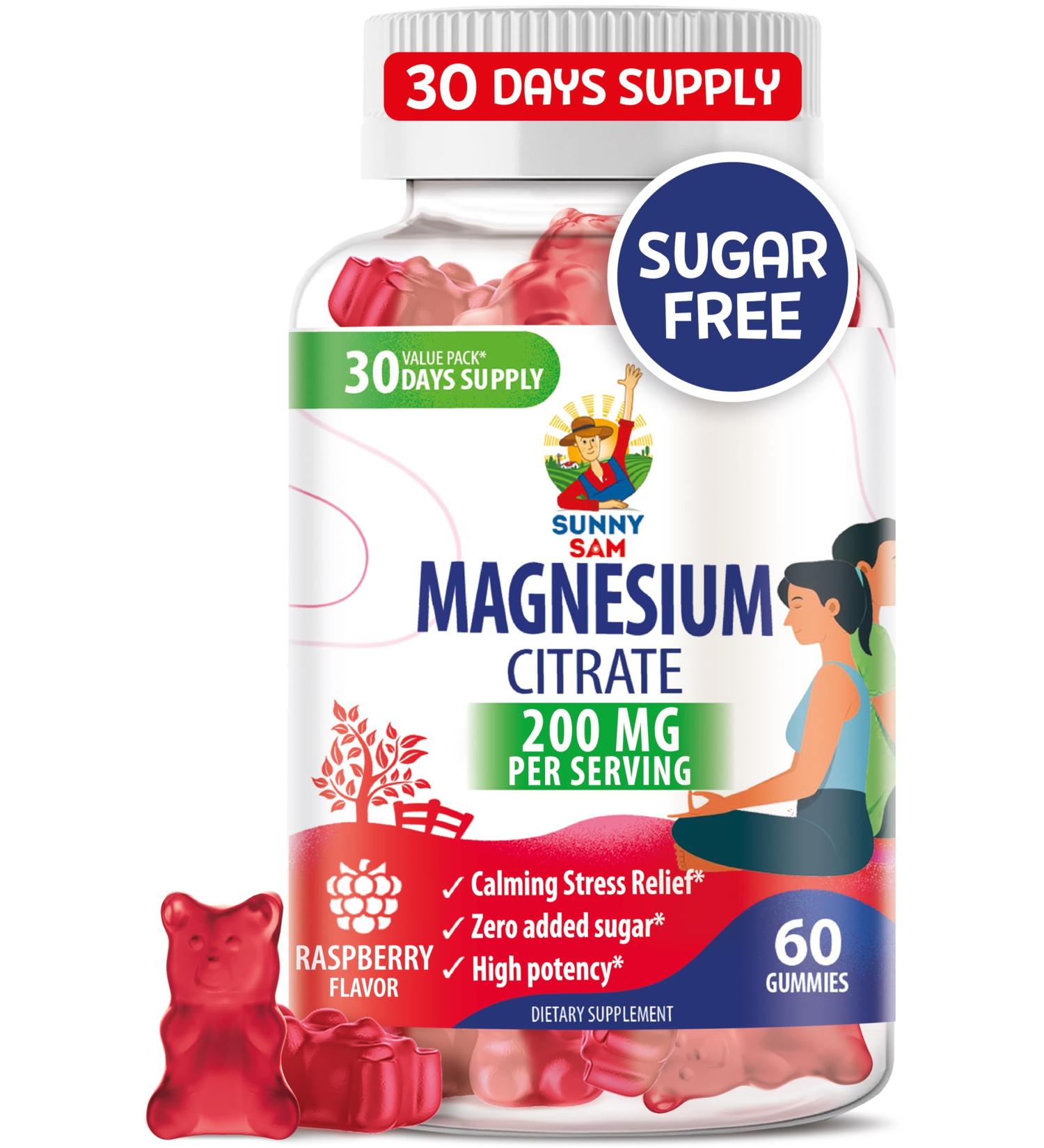Magnesium Gummies for Kids & Adults - 200mg - Calm Magnesium Chews - Magnesium Citrate Chewable Supplement for Mood & Muscle Support 60 Count (Pack of 1) - Buy Online on GoSupps.com