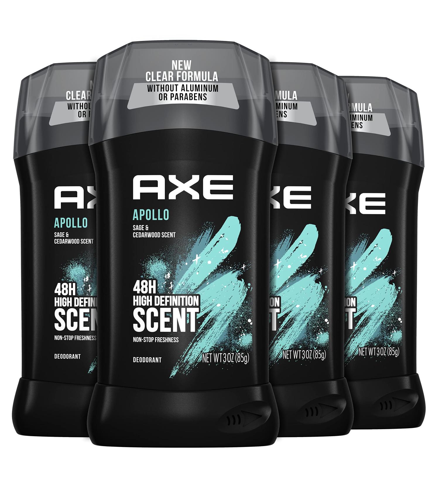 AXE Apollo Deodorant Stick - Long Lasting Odor Protection, Sage & Cedarwood, Aluminum Free, 3oz (4 Count) - Buy Online on GoSupps.com
