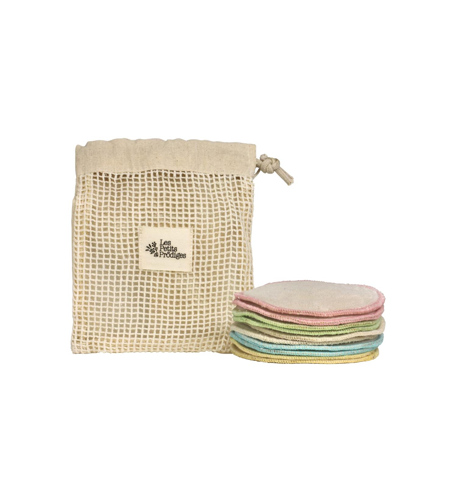 Washable and Reusable Cotton Pads - 7 cotton pads - 100% Organic Cotton Pads All Skin Types Zero Waste Makeup Remover Sponges for Face 1 Towel Side and 1 Microfiber - LES PETITS PRODIGES - Buy Online on GoSupps.com