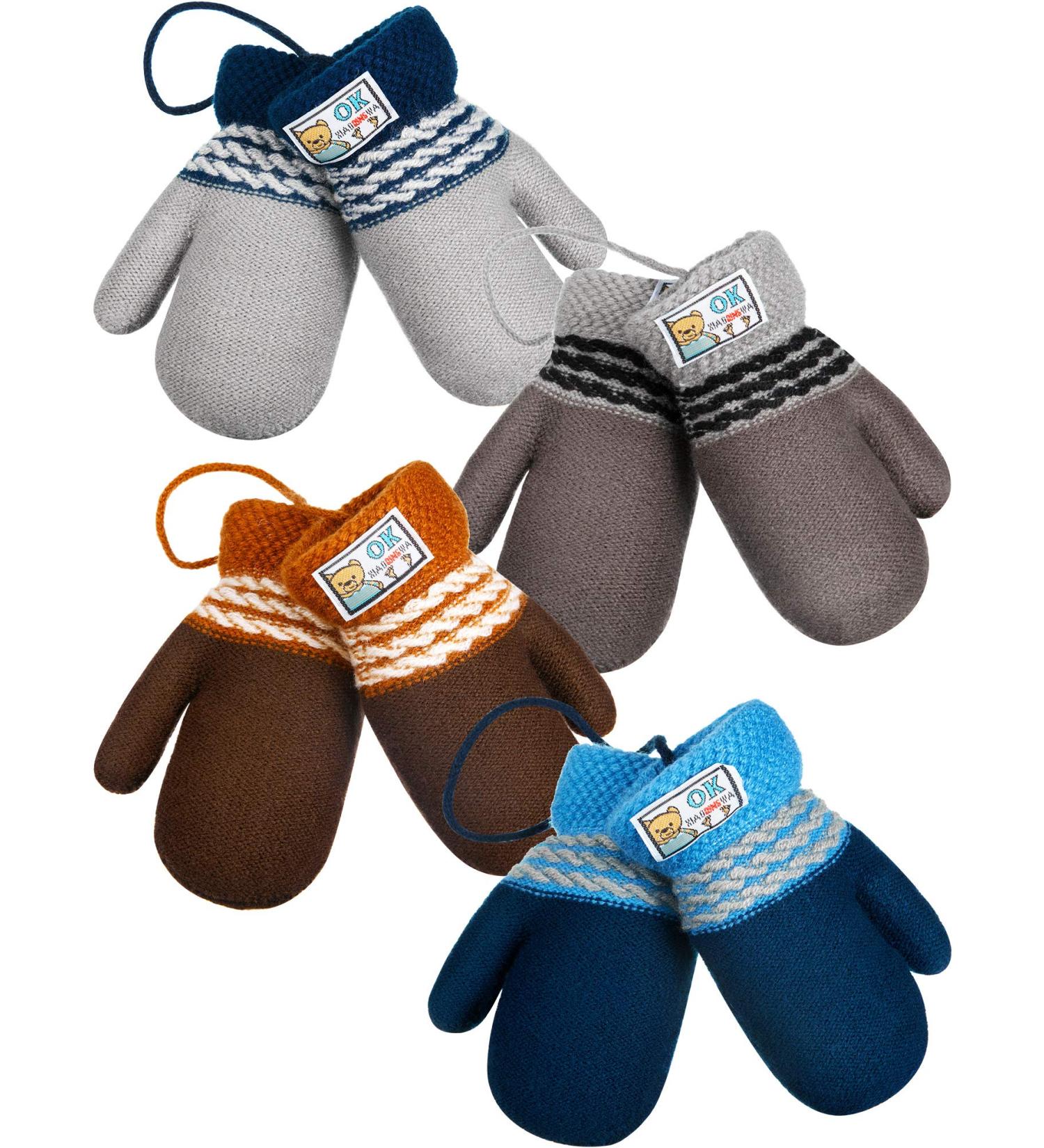 SATINIOR 4 Pairs Fleece Toddler Mittens with String - 1-3 Years | Winter Lined Infant Mittens for Baby Kid Toddler - Buy Online on GoSupps.com