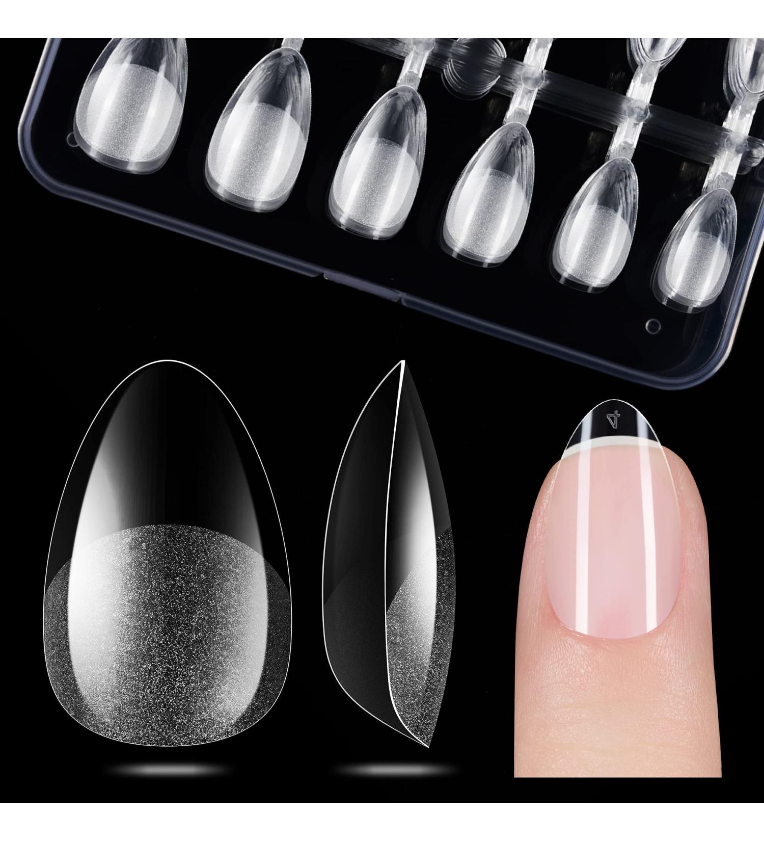 120PCS Gelike EC Short Almond Nail Tips | XS Soft Gel Almond Shaped Full Cover Nails | Pre-etched for Extensions | Clear Strong False Press On Nails | 12 Sizes | PMMA Resin - Buy Online on GoSupps.com