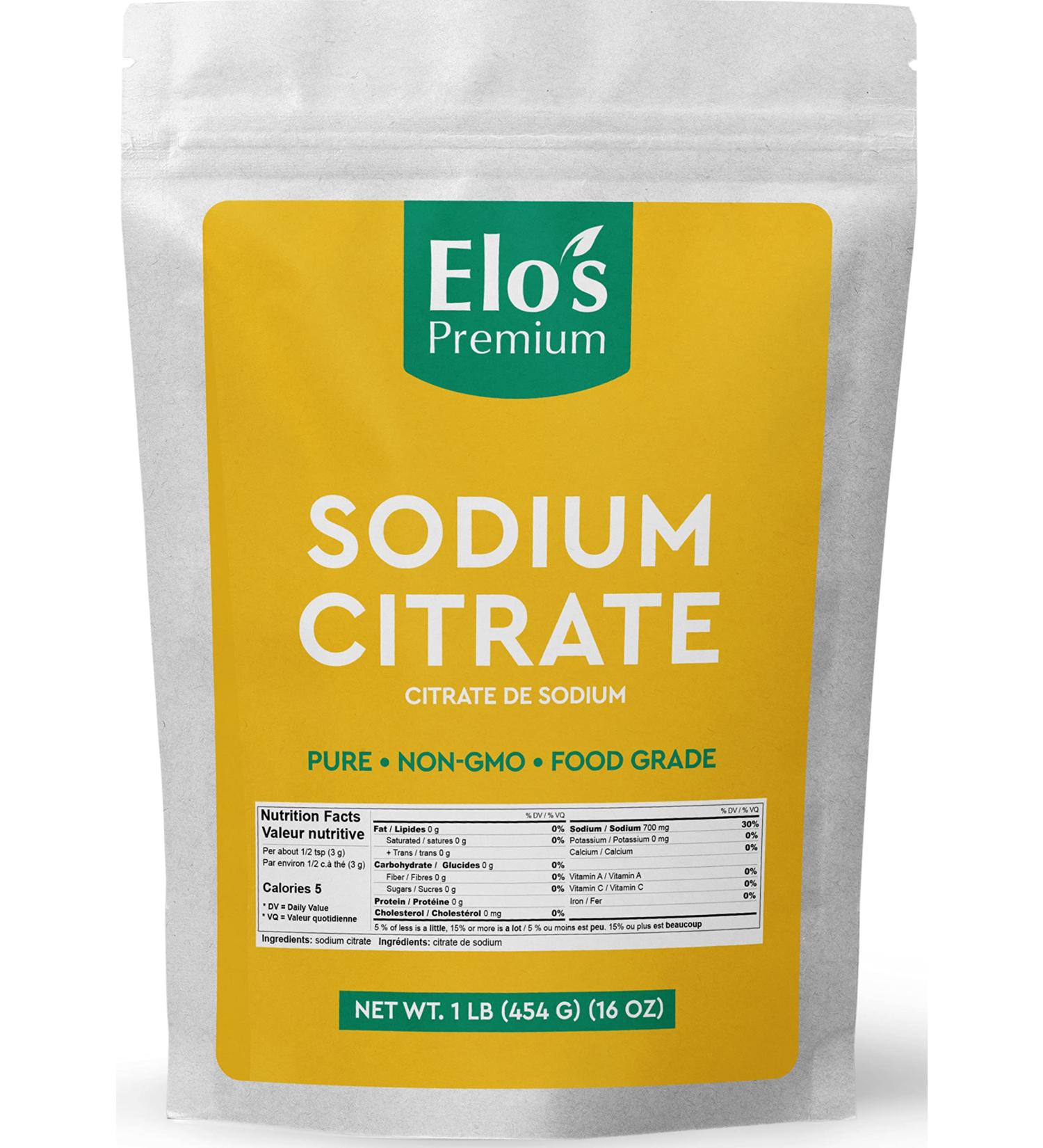 Sodium Citrate (1lb) by Elo s Premium |100% All-Natural Food Grade Emulsifier and Preservative| Packaged In Canada| Used As Emulsifier Flavor Additive and Preservative| Non-GMO Kosher and Halal Friendly Gluten Free| Make Cheese Sauces Club Soda Gravy and  - Buy Online on GoSupps.com