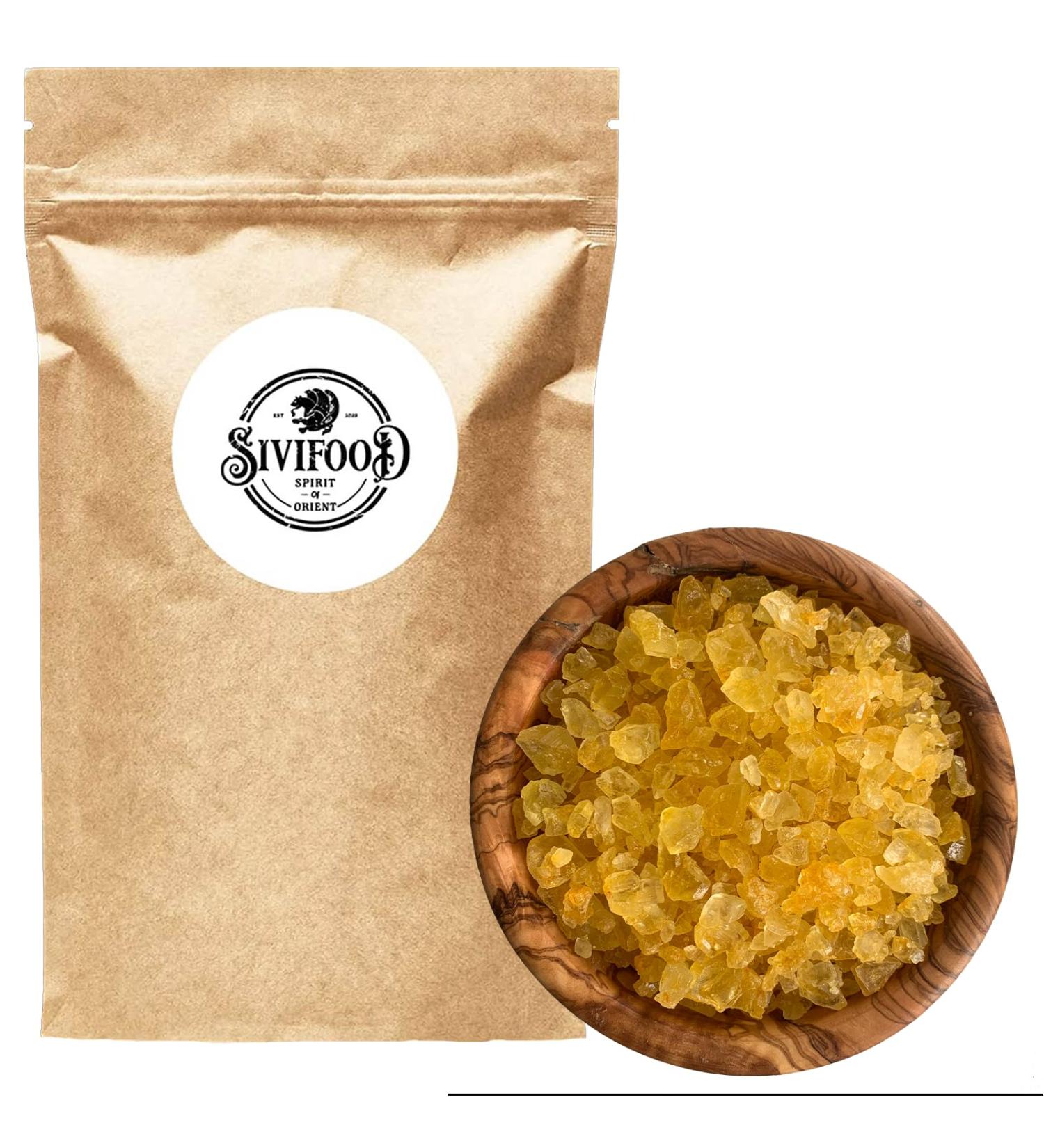 Sivifood Golden Kandis sugar fragments with saffron in 1kg of advantage pack - golden crust scandi's fracture sugar crystal sugar Kandis sugar gold crystal sugar grumbly sugar in large pack (1 Pack)