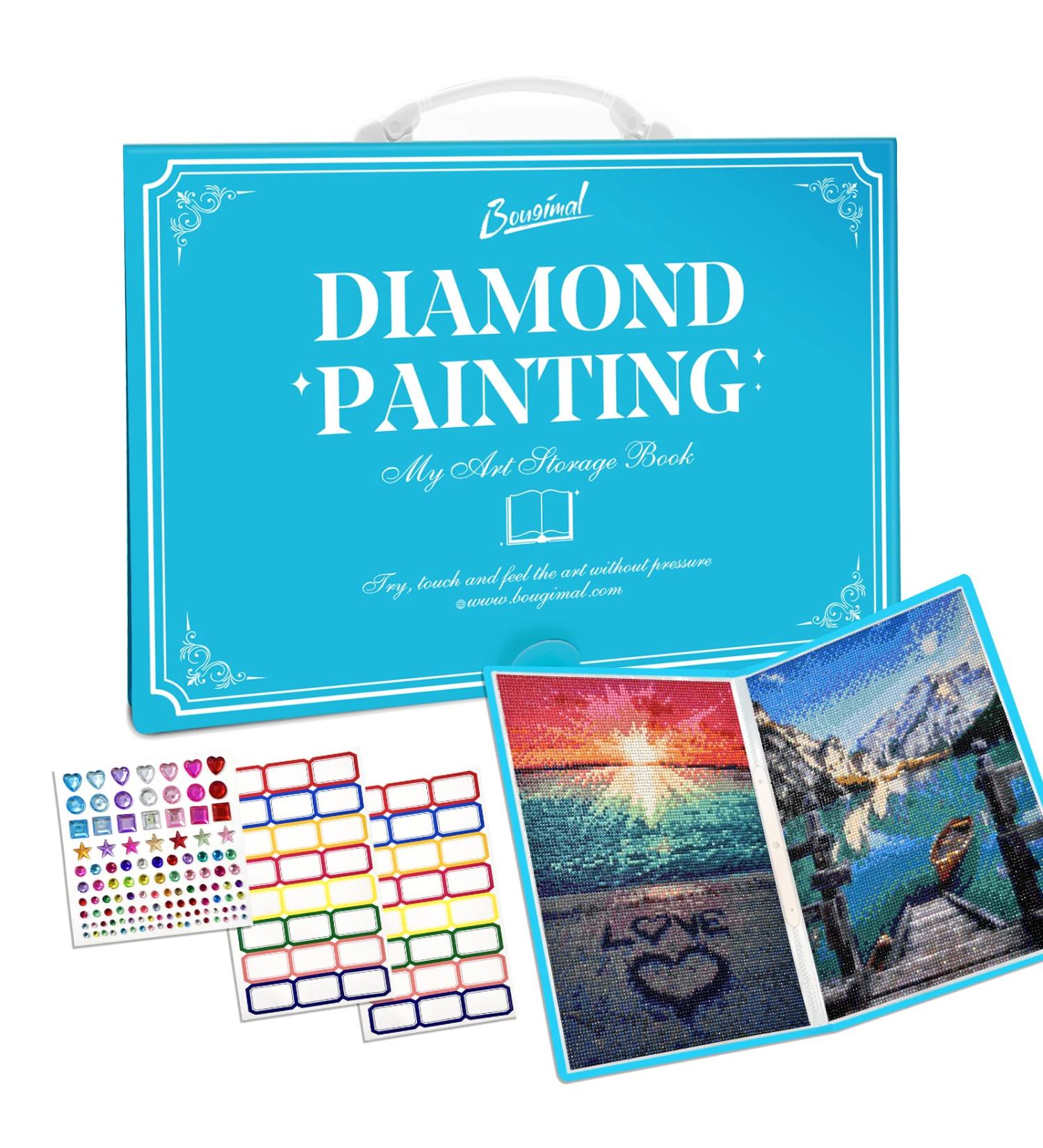 Bougimal Diamond Painting Storage Book with 20 Pockets - A3 12x16 Inches, Blue-3 - Diamond Art Accessories for Artwork Display and Protection - Buy Online on GoSupps.com