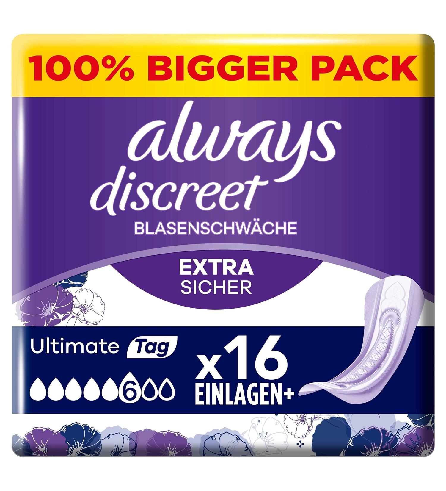 Always Discreet Incontinence Slip Inlays - Ultimate Tag (16 Count) Big Pack | Strong Protection & Comfort - Buy Online on GoSupps.com