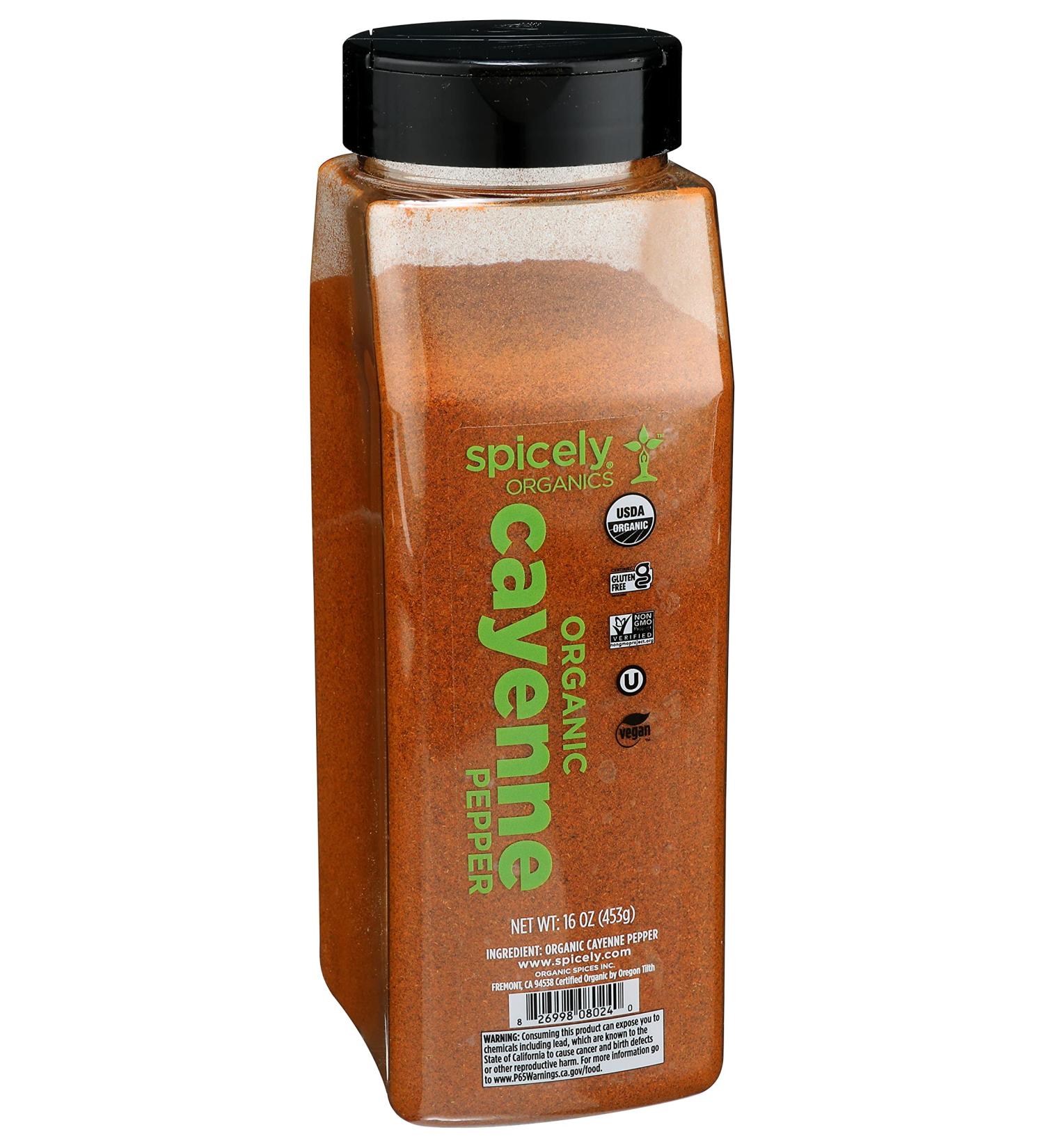 Spicely Organic Cayenne Pepper 16 Oz - Certified Gluten Free - Buy Online on GoSupps.com
