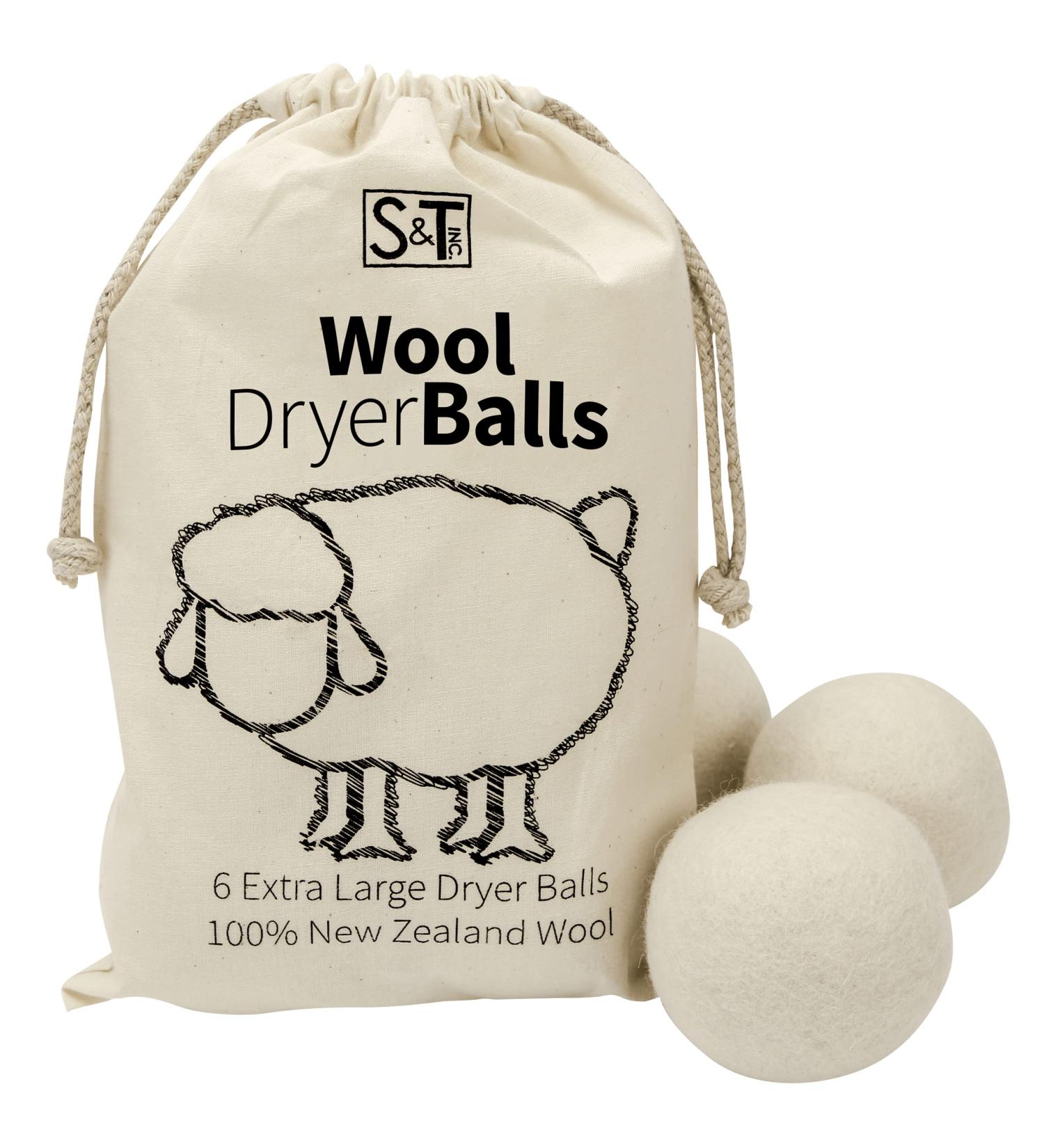 S&T INC. XL New Zealand Wool Dryer Balls - Natural White (6 Pack) - Buy Online on GoSupps.com