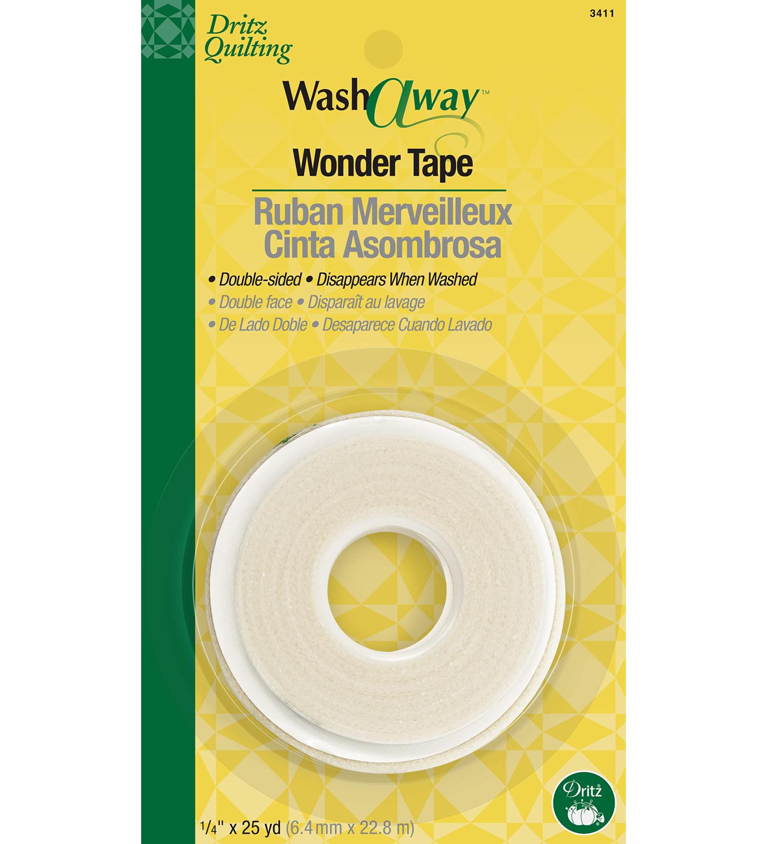 Dritz Wash-A-Way Wonder Double-Sided Fabric Tape - 1/4 x 25-Yards - White Roll - Buy Online on GoSupps.com