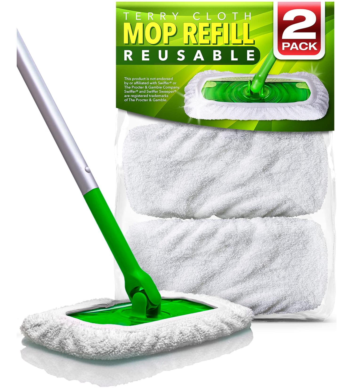VanDuck Reusable 100% Cotton Mop Pads for Swiffer Sweeper Mops (2-Pack) - Washable Wet Dry Mop Pads - 2 Count - White - Buy Online on GoSupps.com