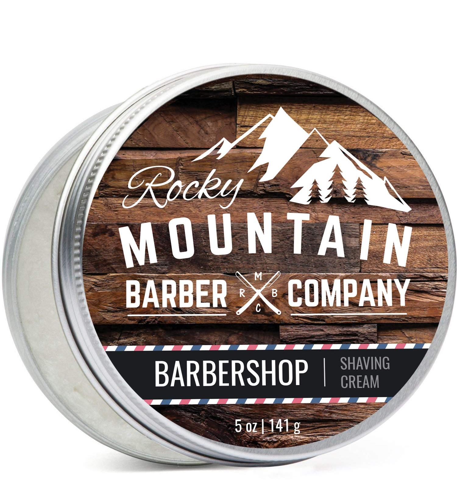 Rocky Mountain Barber Co. Men's Shaving Cream - Barbershop Scent - 5oz Tin - Buy Online on GoSupps.com