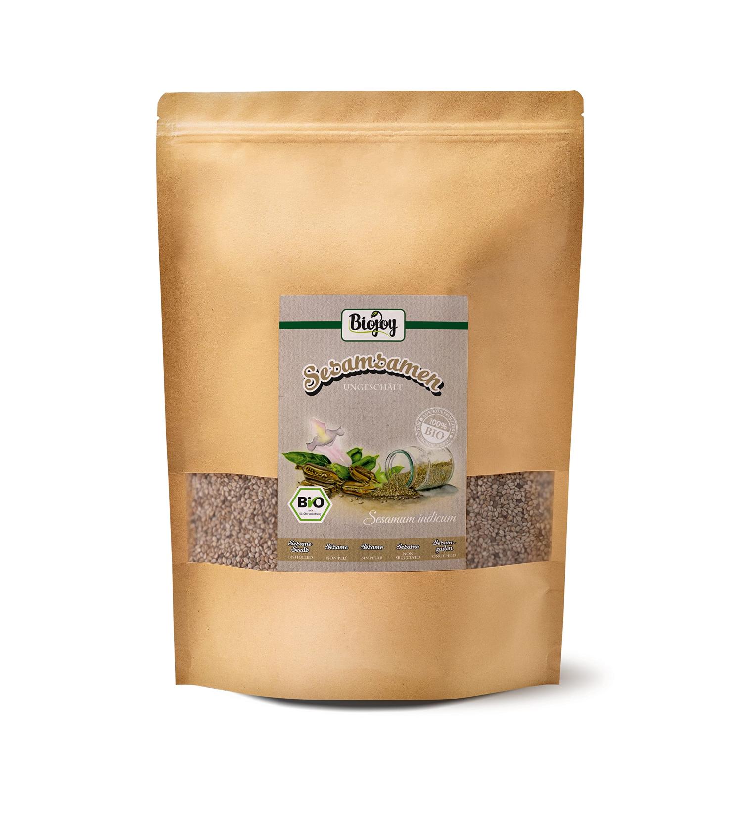 Biojoy Organic sesame unpeeled (1.5 kg) whole and raw white sesame seeds no additives - Buy Online on GoSupps.com