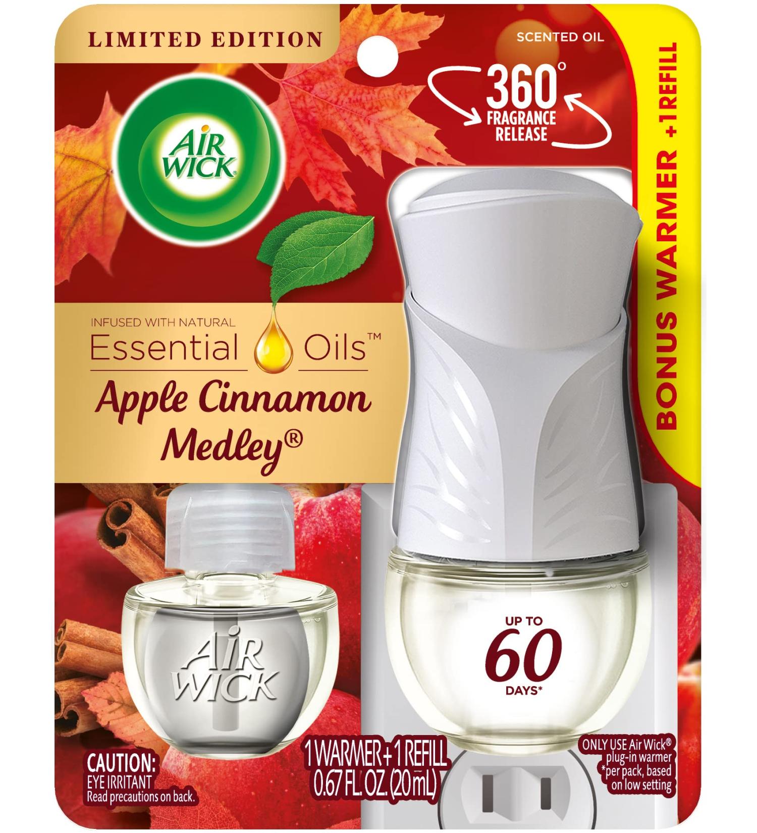 Air Wick Apple Cinnamon Medley Scented Oil Starter Kit - Fall Decor Essential Oils - Buy Online on GoSupps.com