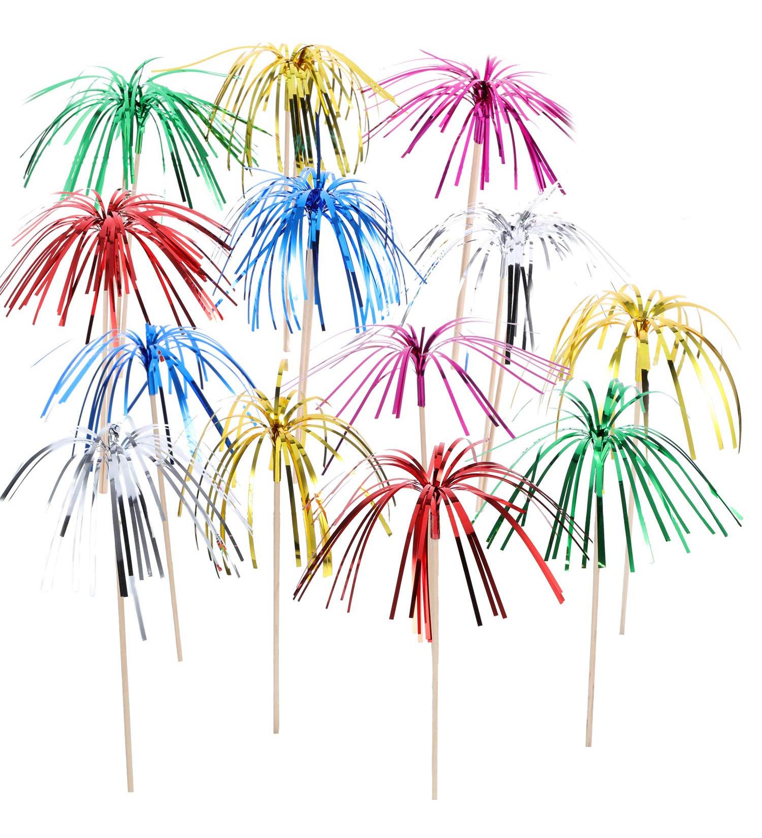 TecUnite 100 Pieces Foil Frill Firework Cupcake Picks Christmas Cupcake Topper 9 Inch Coconut Tree Shape Food Picks Supplies Party Decoration (Multicolored) - Buy Online on GoSupps.com