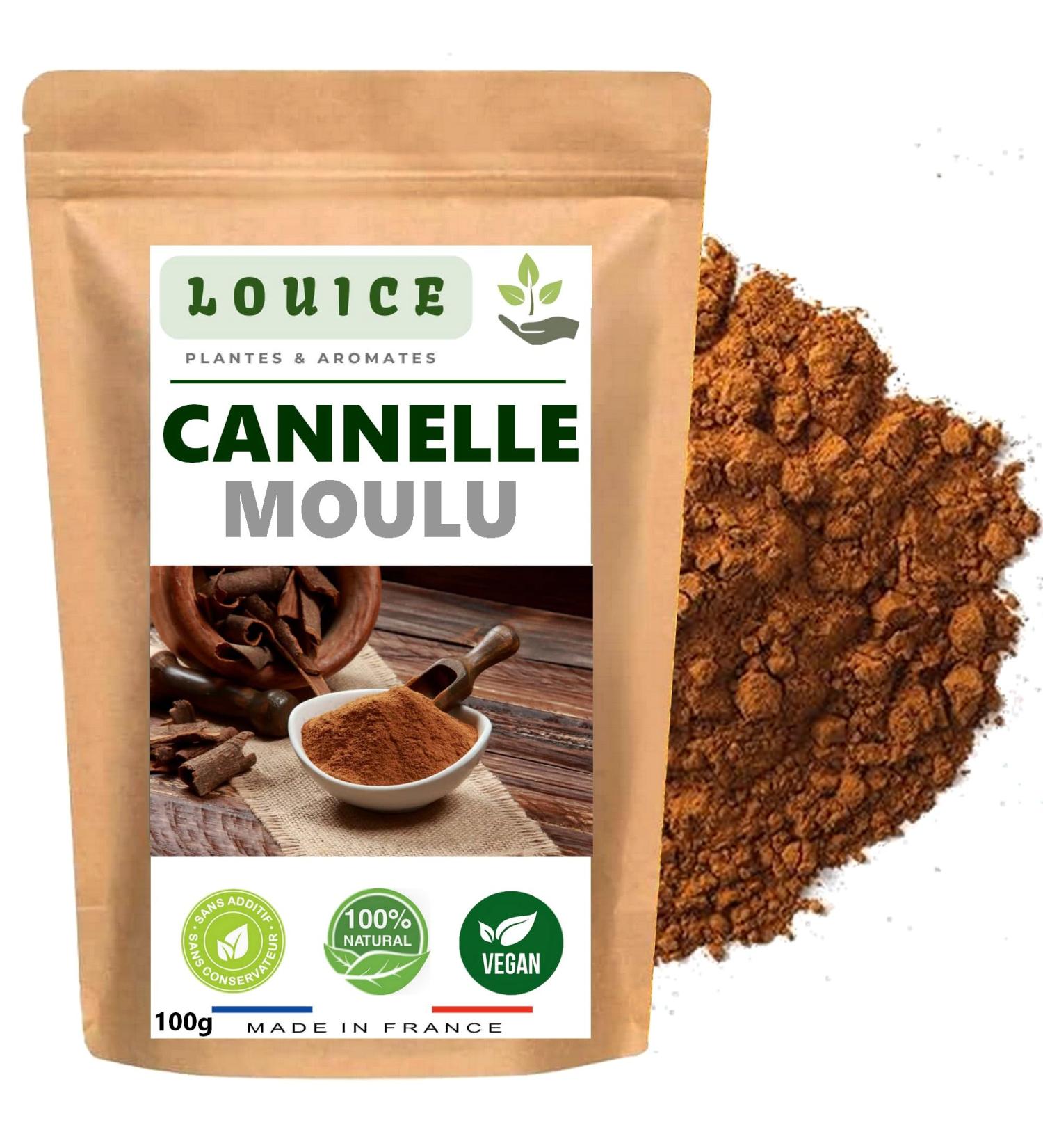 Cannelle de Ceylan Moulue 100g 100% Naturelle et Pure Saveur Douce et Parfum e Id ale pour P tisserie Infusions et Plats Gourmets Naturellement Sans Gluten Sachet Refermable Marque LOUICE