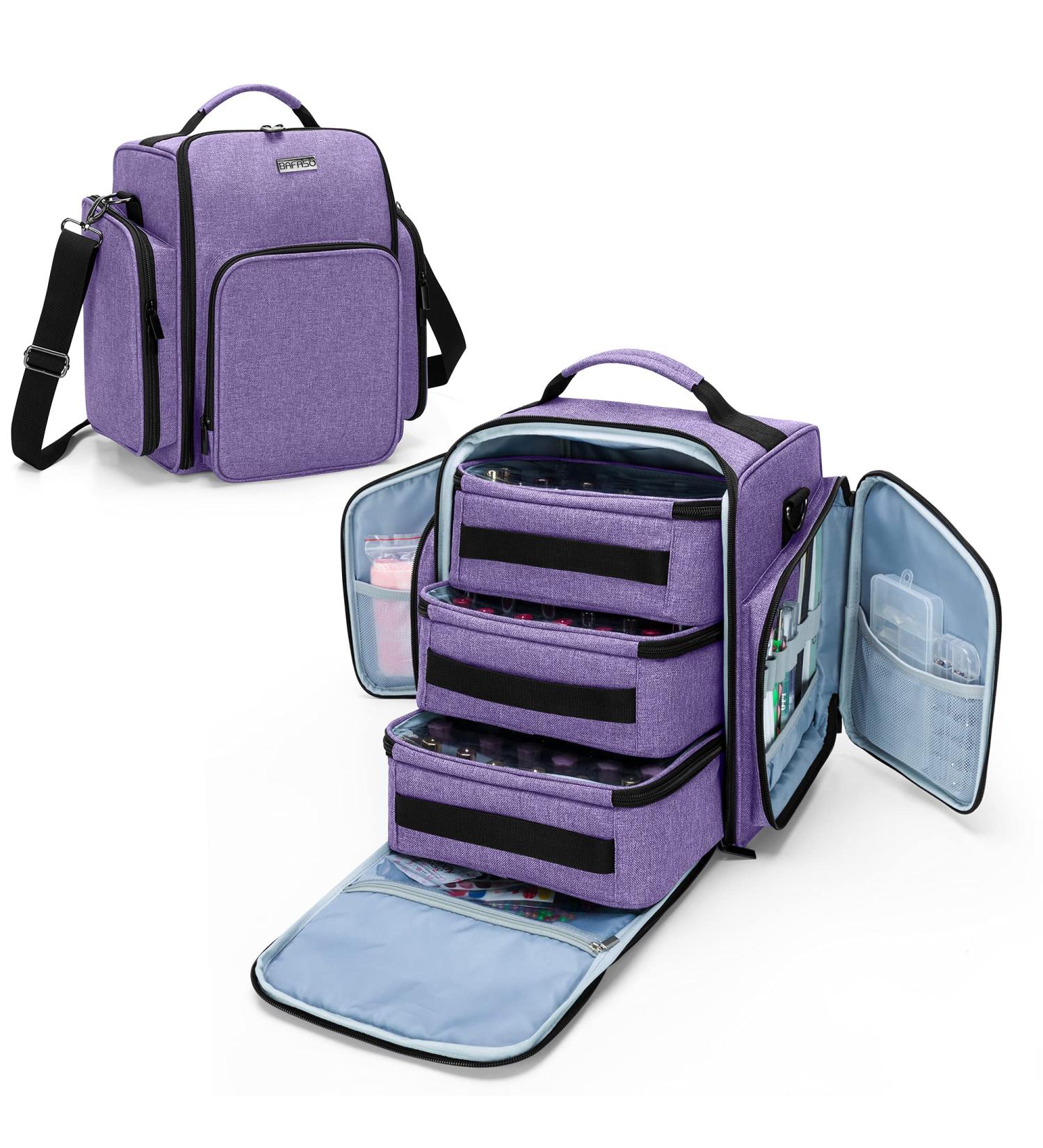 BAFASO Large 72-Bottle Nail Polish Organizer in Purple - Patented Design with 3 Removable Pouches - Buy Online on GoSupps.com