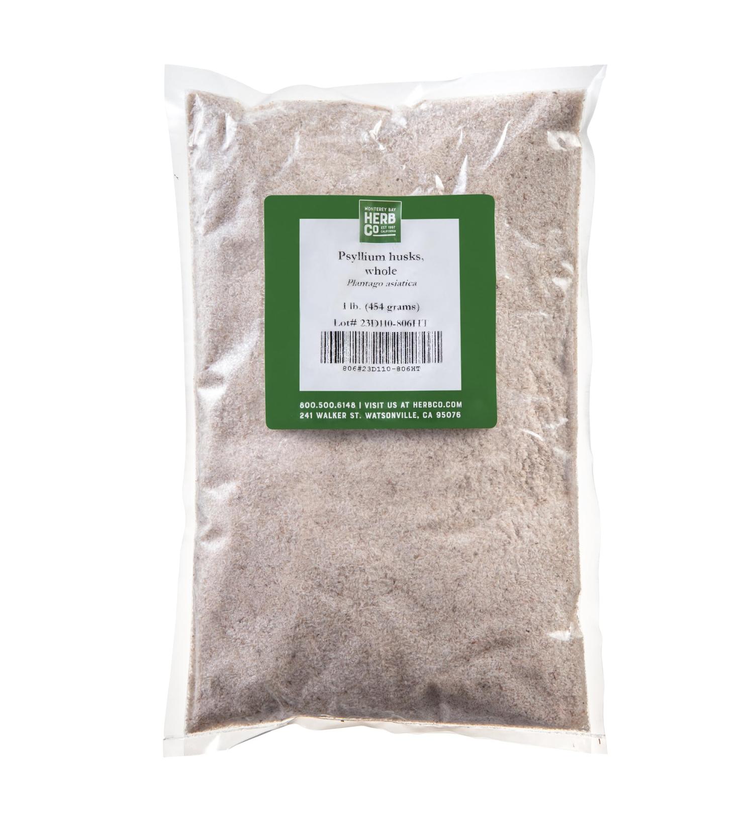Psyllium Husk Whole, by Herb Co, Add to Foods as Thickener, Rich in Fiber & Starch, 1 lb